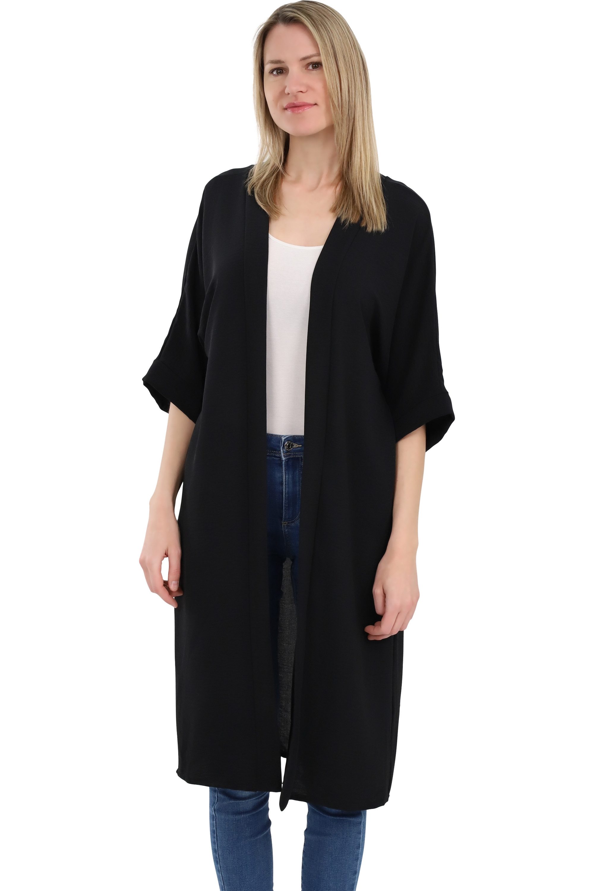 malito more than fashion Cardigan malito Damen Kimono 2342 Kimono Sommer Strand Cover up mit extraweiten Ärmeln Einheitsgröße