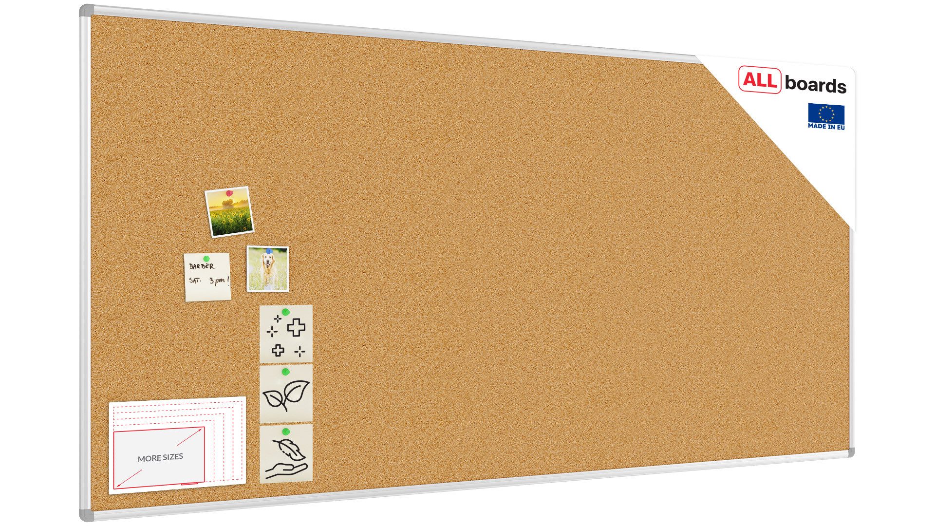 ALLboards Memoboard ALLboards Pinnwand mit Aluminiumrahmen Korktafel Korkwand