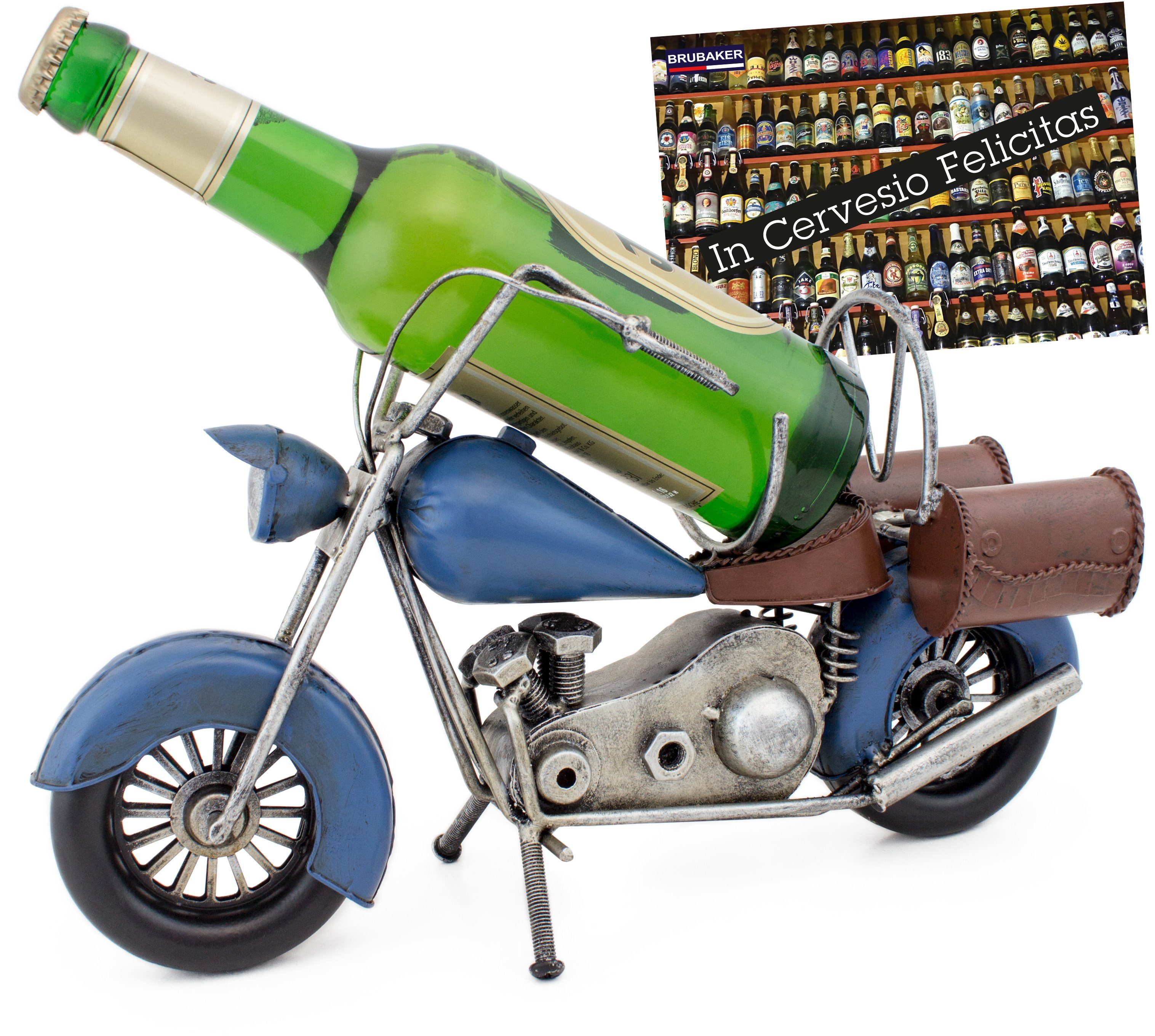 BRUBAKER Weinflaschenhalter Lustiger Trinker - Geschenk für Papa, (1-St.,  inklusive Grußkarte), Metall Skulptur, Bier Geschenk für Männer, Bierhalter,  Vatertagsgeschenk Lustig