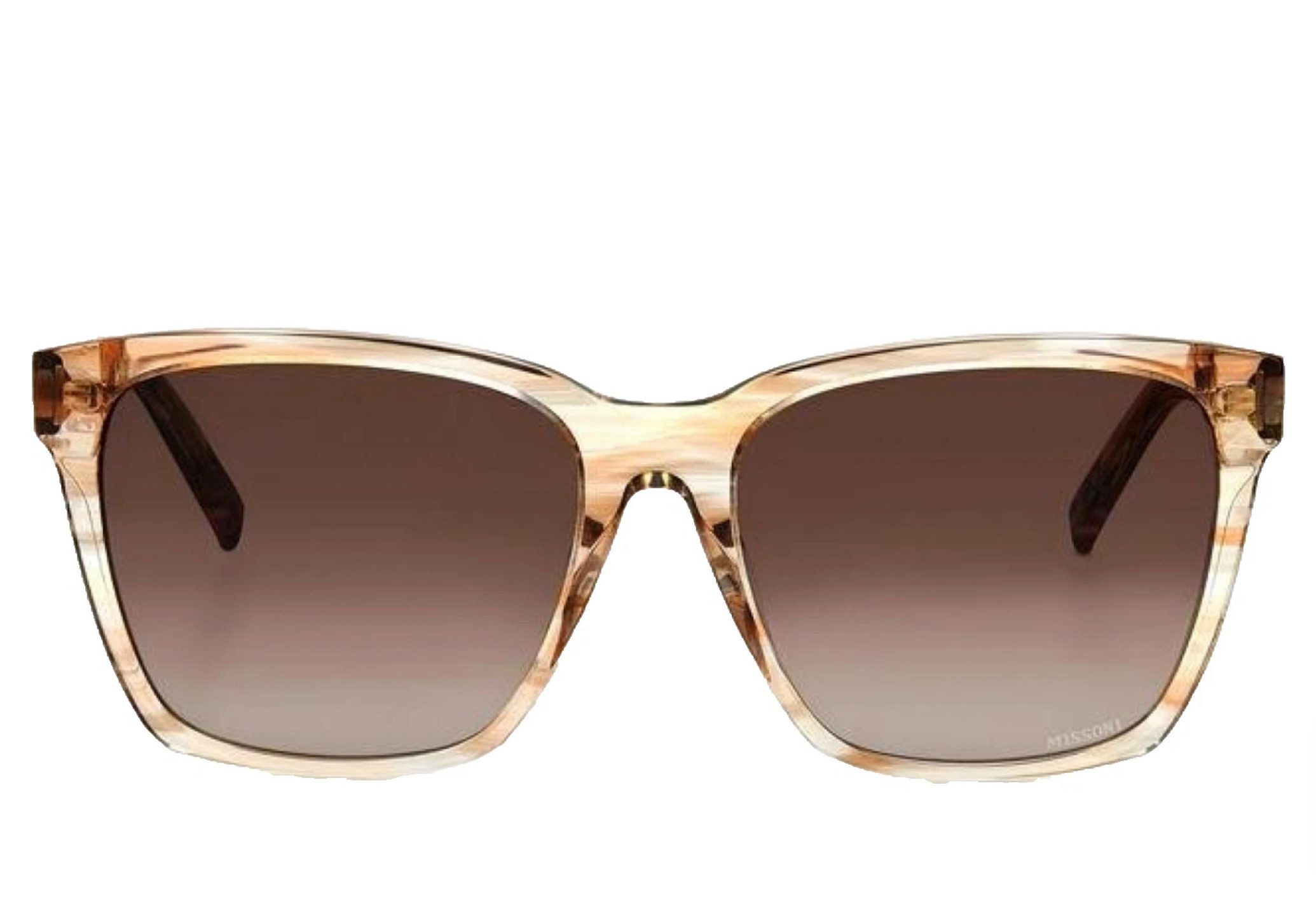 Missoni Sonnenbrille Unisex Brille Transparent Beige Hornoptik Verlaufsgläser in Braun – oben dunkel, unten heller