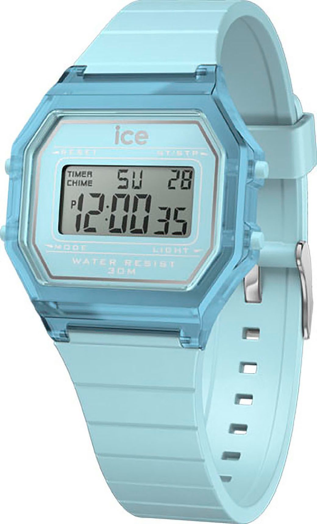 ice-watch Chronograph ICE digit retro - Clear - Small 022888, Armbanduhr, Quarzuhr, Damenuhr, Silikonarmband, Datum, digital