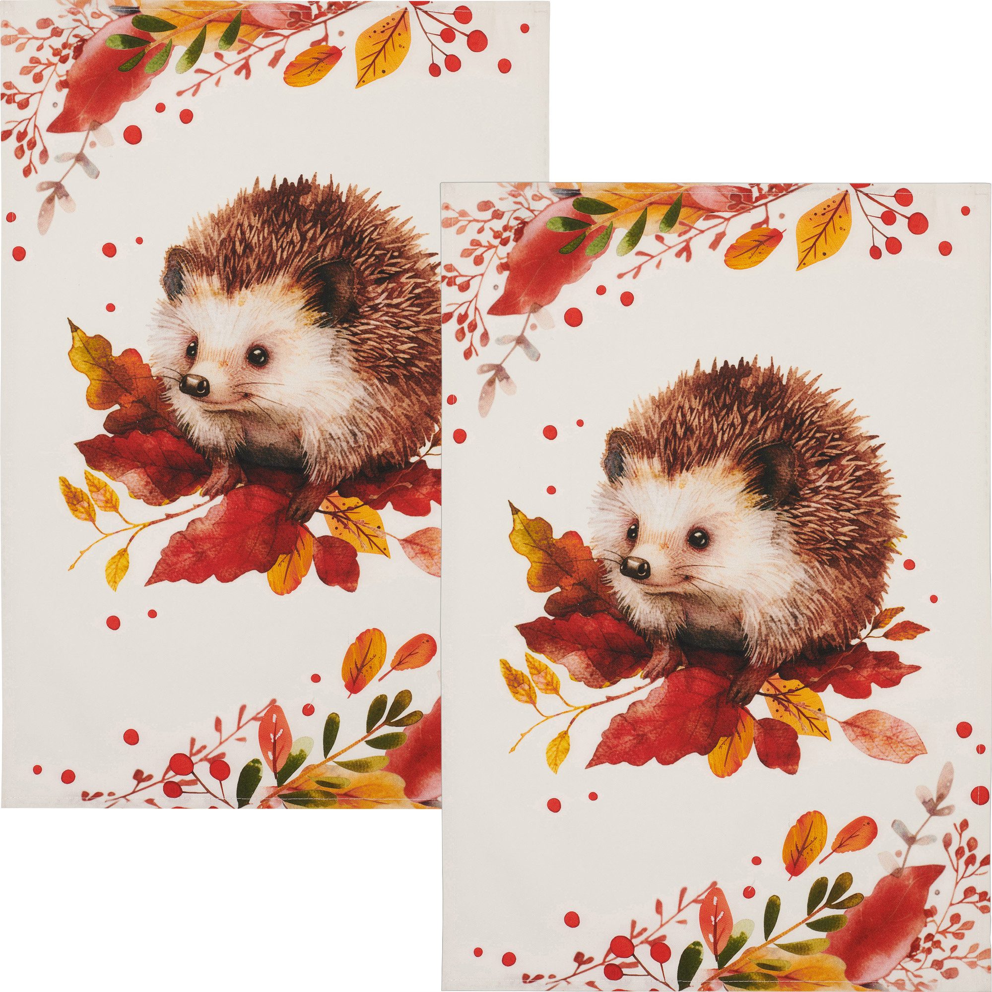 Kracht Geschirrtuch Geschirrtuch "Igel" 2er-Pack, Baumwolle Motiv