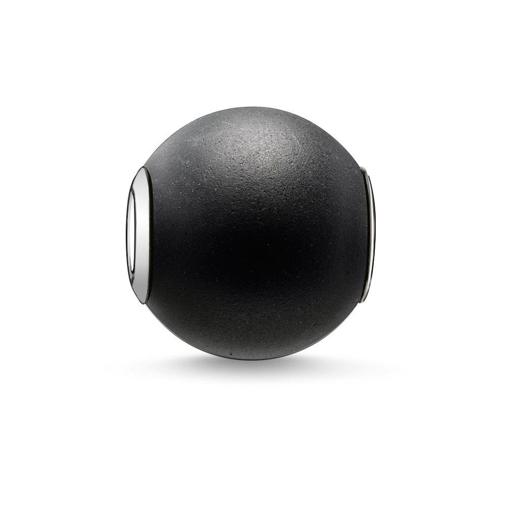 Bead K0001-023-11 Karma Bead Obsidian Mattiert Silber