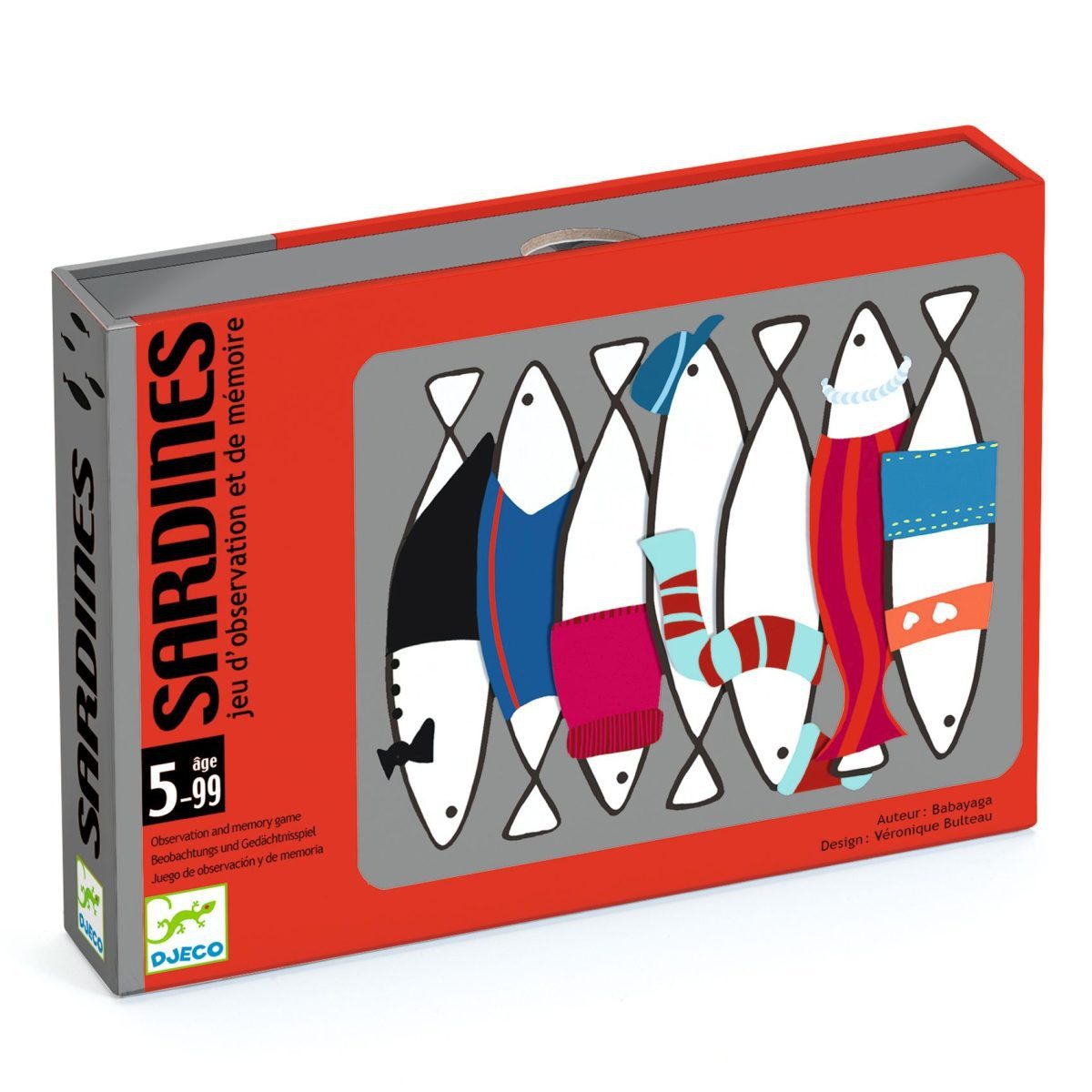 DJECO Spiel Kartenspiel Sardines 50 Spielkarten Merkspiel Sardinen Denkspiel
