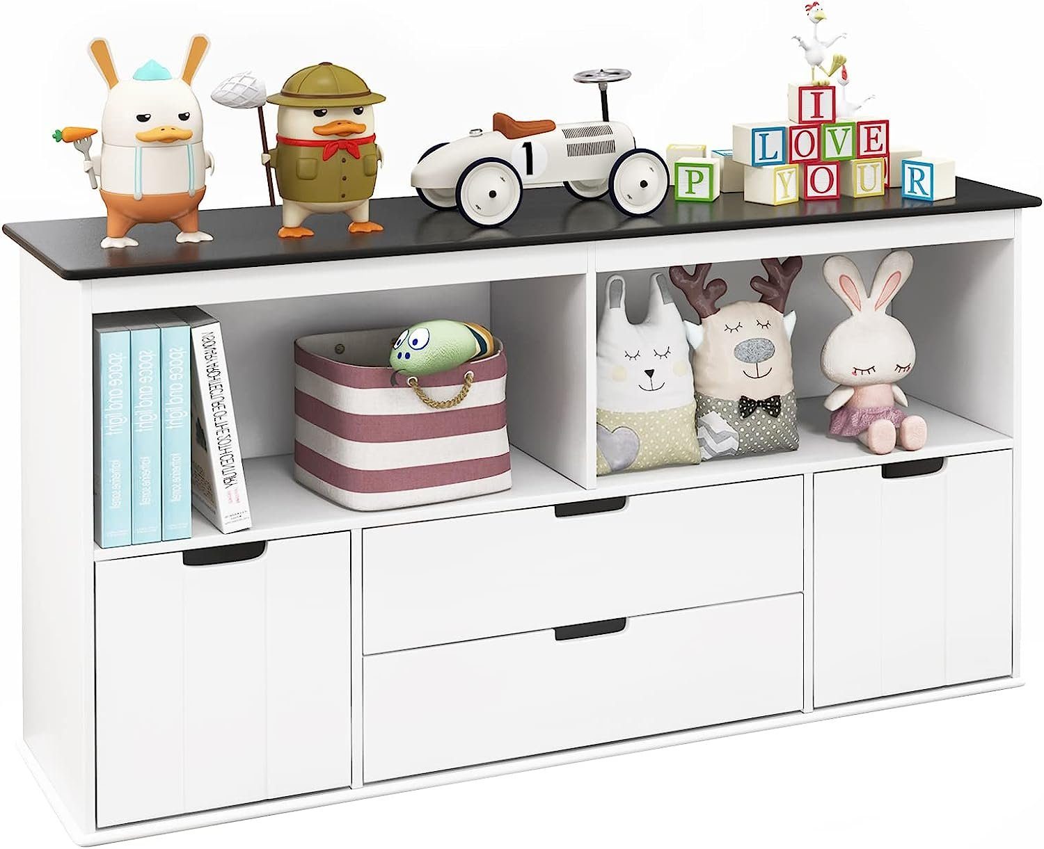 KOMFOTTEU Kinderregal Spielzeugschrank, 121 x 33 günstig online kaufen