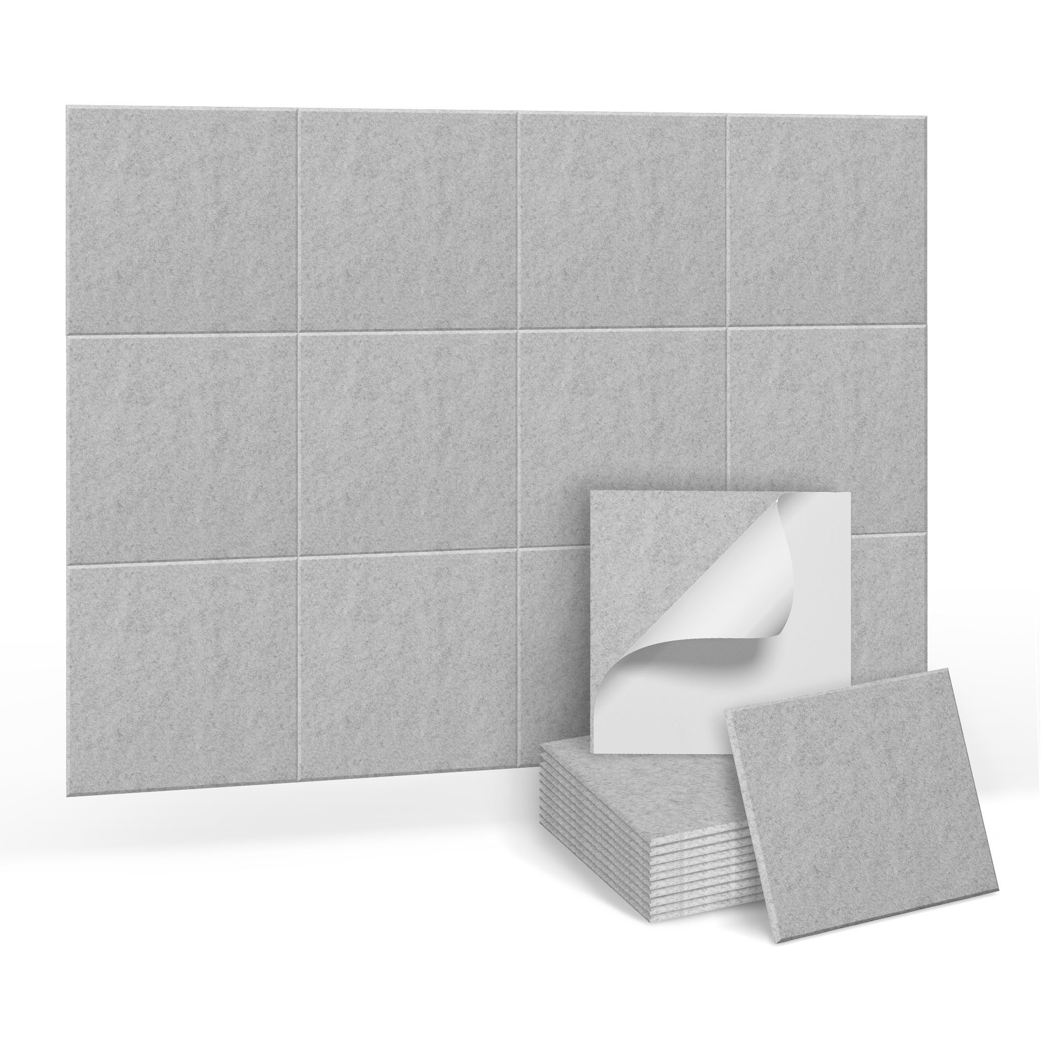 FIVMEN Wandpaneel Akustikpaneele Wand Selbstklebend Schalldämmung 3D Wandverkleidung, Akustik Schwarz/Weiß/Hellgrau 12er/set Polyesterfaser