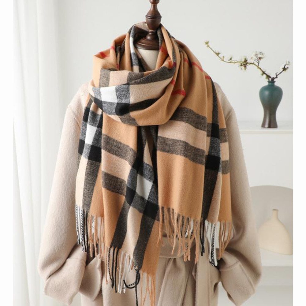 Bextsrack Wollschal Damen Kariert Groß Fransen Schal Lange Winterschal, für Herbst Winter