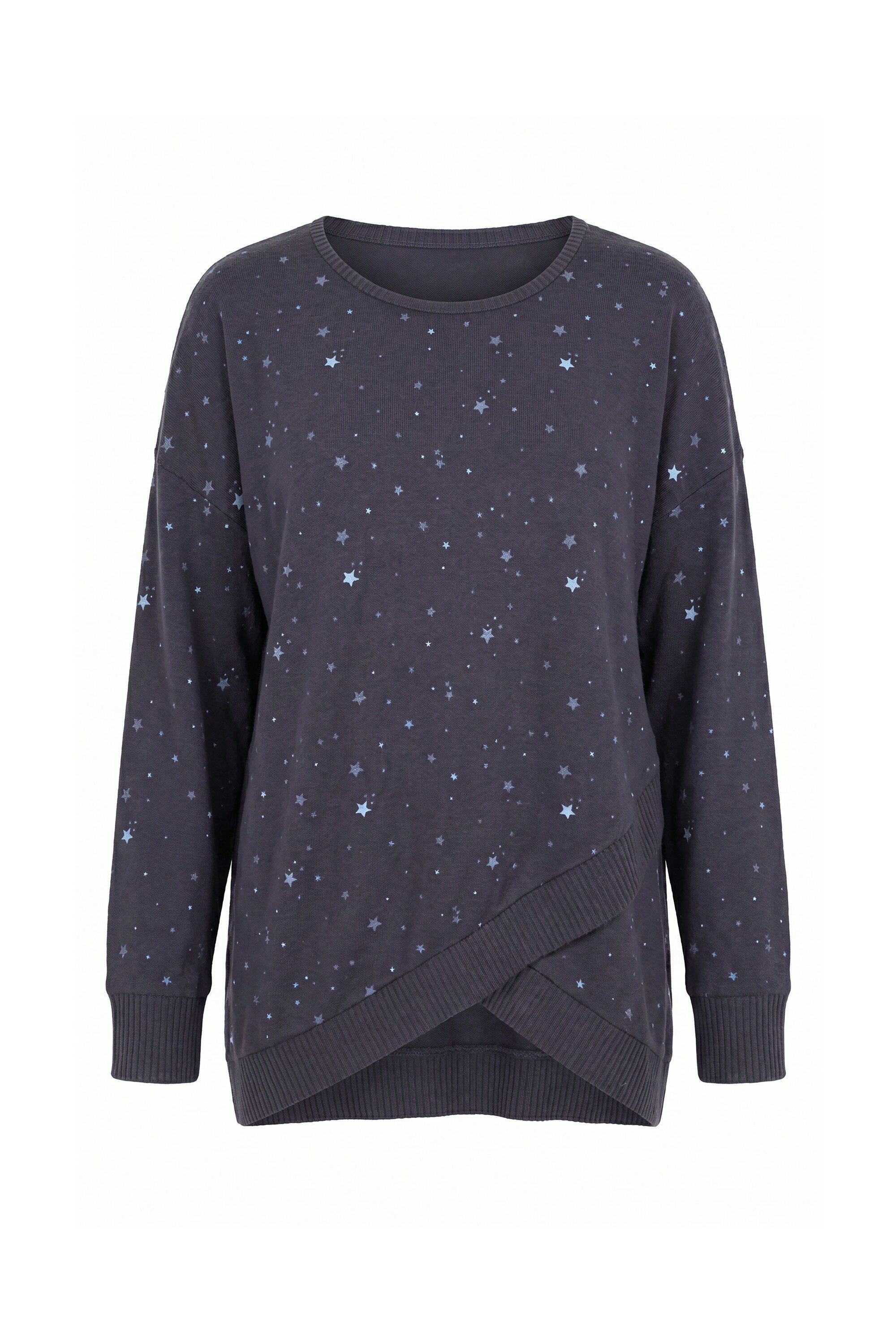 Ulla Popken Sweatjacke Loungewear-Sweater Sterne oversized Rundhals – Bild 2 von 4
