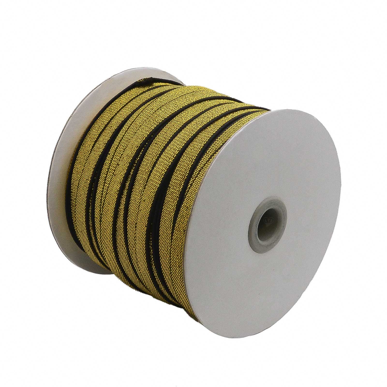 maDDma Gummiband 5m edles Glitzer-Gummiband 10mm Gummiband mit Glitzer, Farbwahl, gold-schwarz