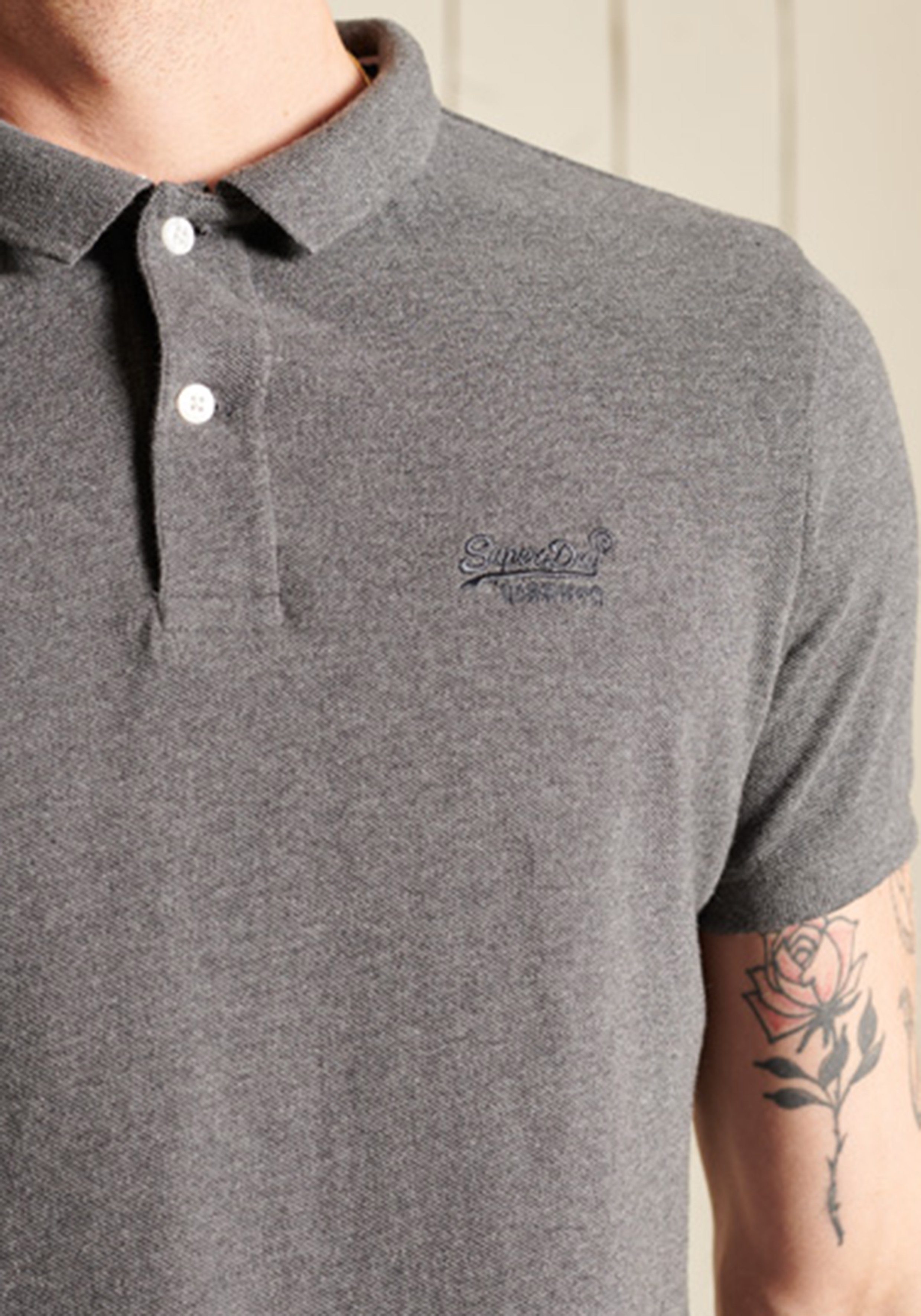 rich marl PIQUE Poloshirt charcoal POLO Superdry CLASSIC