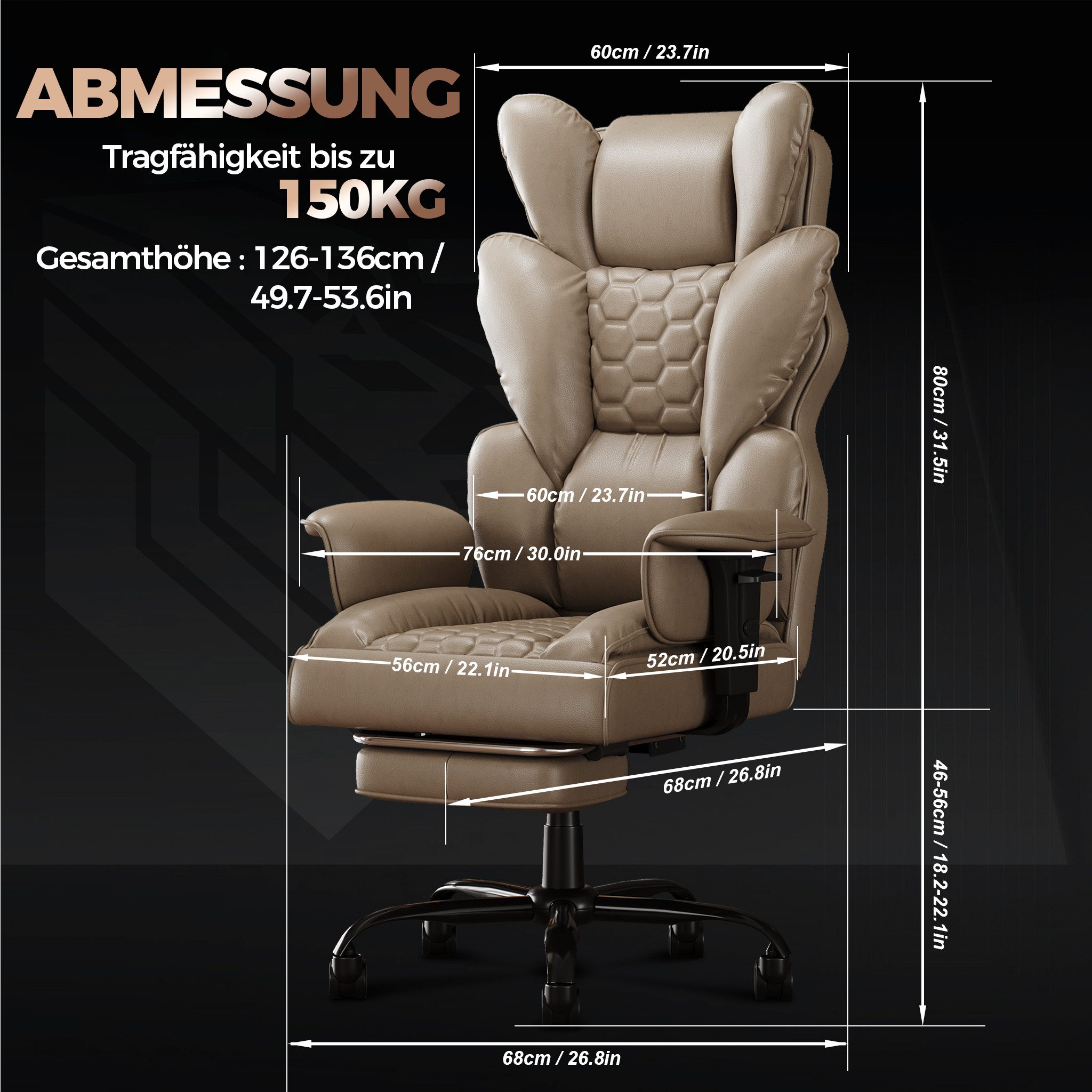 FIVMEN Bürostuhl Ergonomischer mit hoher Rückenlehne Chefsessel Chefdrehstu günstig online kaufen