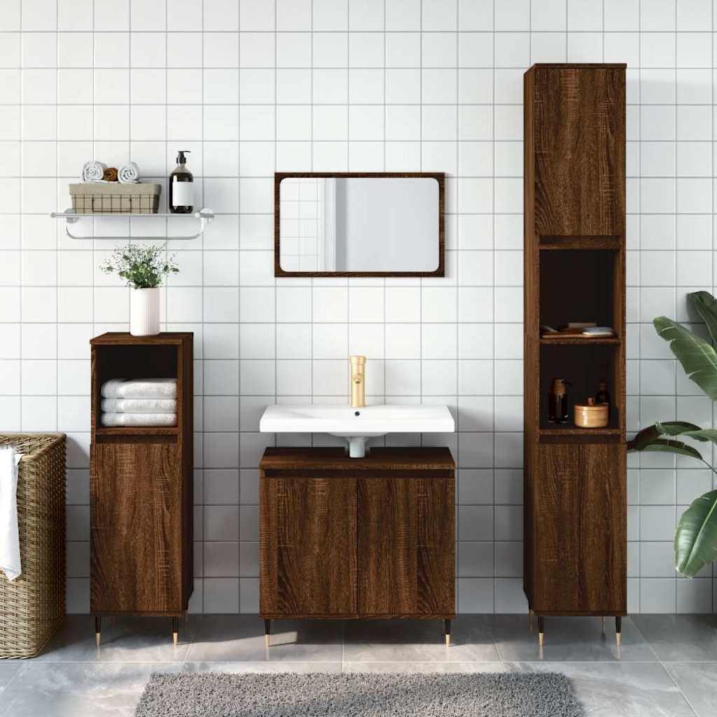 furnicato Badezimmer-Set Badschrank Braun Eichen-Optik 58x33x60 cm Holzwerk günstig online kaufen