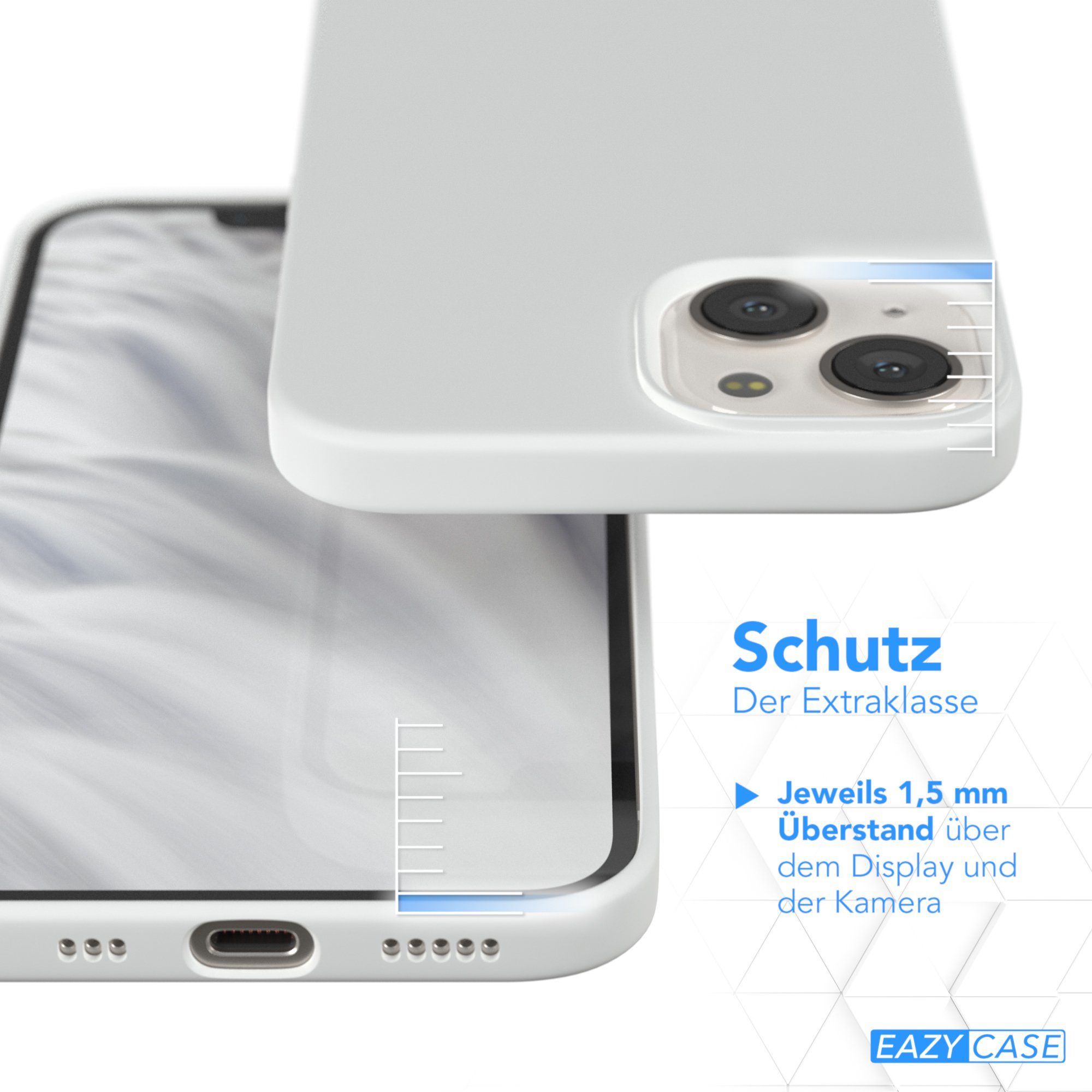 EAZY CASE Handyhülle Premium Silikon Case für Apple iPhone 13 6,1 Zoll, Silikon Schutzhülle mit Kameraschutz kratzfest Handy Softcase Weiß