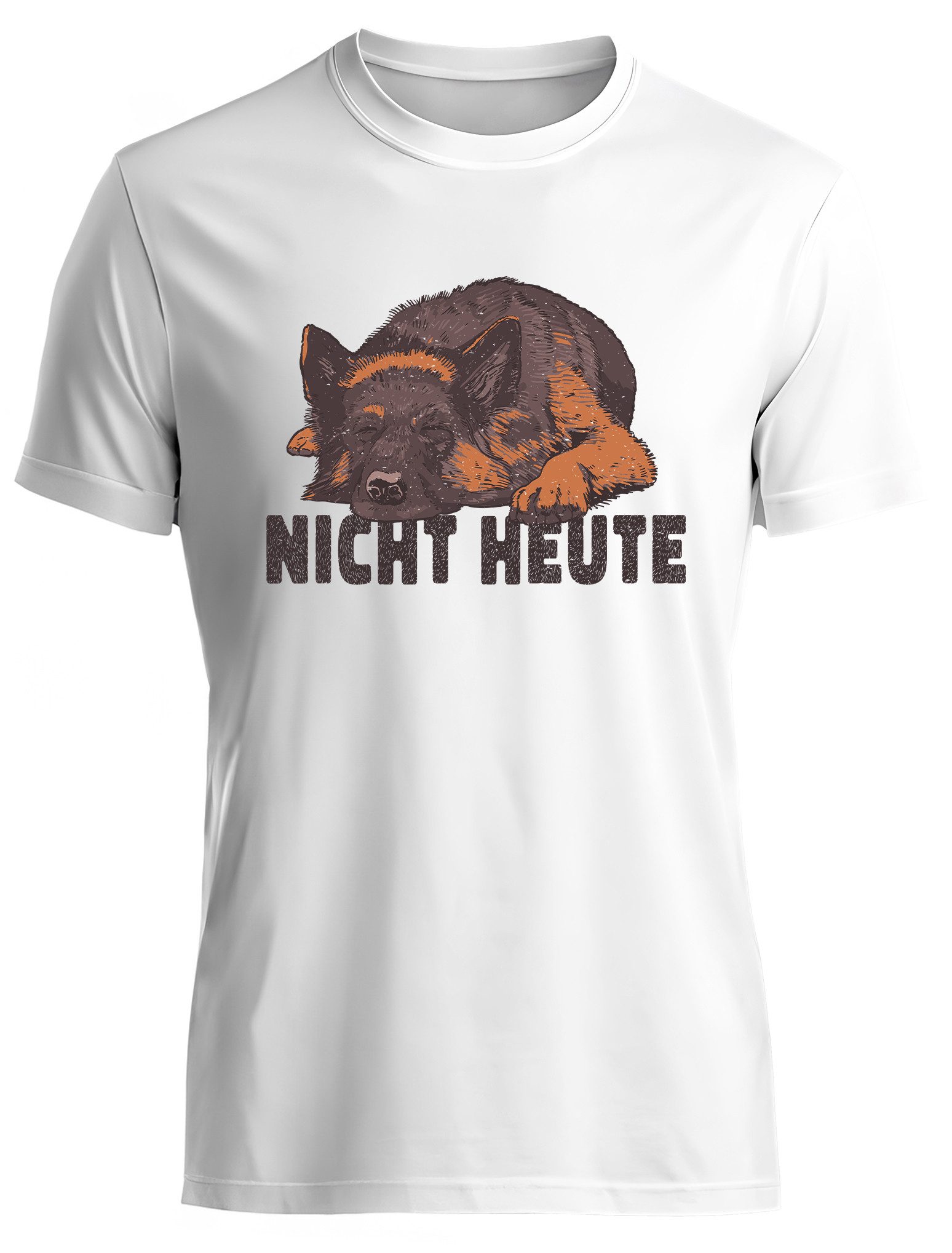 MyDesign24 T-Shirt Hunde print Shirt Nicht Heute Hunde T-Shirt weiss kurzarm Regular Fit i233