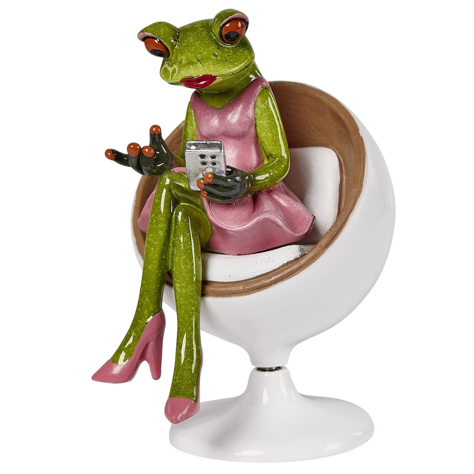 formano Sammelfigur Frosch-Lady mit Handy im Drehsessel 15 cm handbemalte Dekofigur