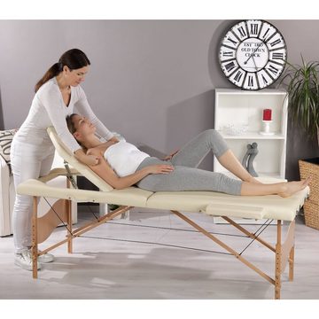 Feel2Home Massageliege Massageliege 3 Zonen Holz Creme Therapiebank Kosmetiktisch Klappbar