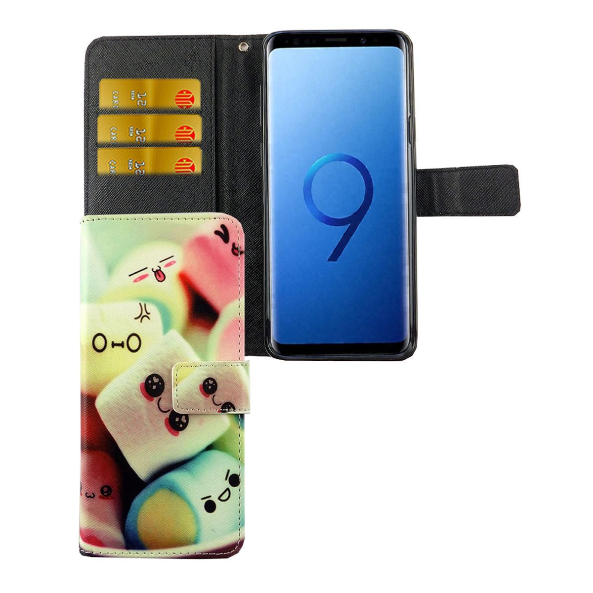 König Design Handyhülle Samsung Galaxy S9 Plus, Samsung Galaxy S9 Plus Handyhülle Bookcover Mehrfarbig
