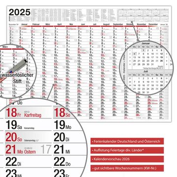 TOBJA Wandkalender XXL Wandkalender 2025 abwischbar inkl. Stift, Wandkalender Bürokalender Jahresplaner gerollt