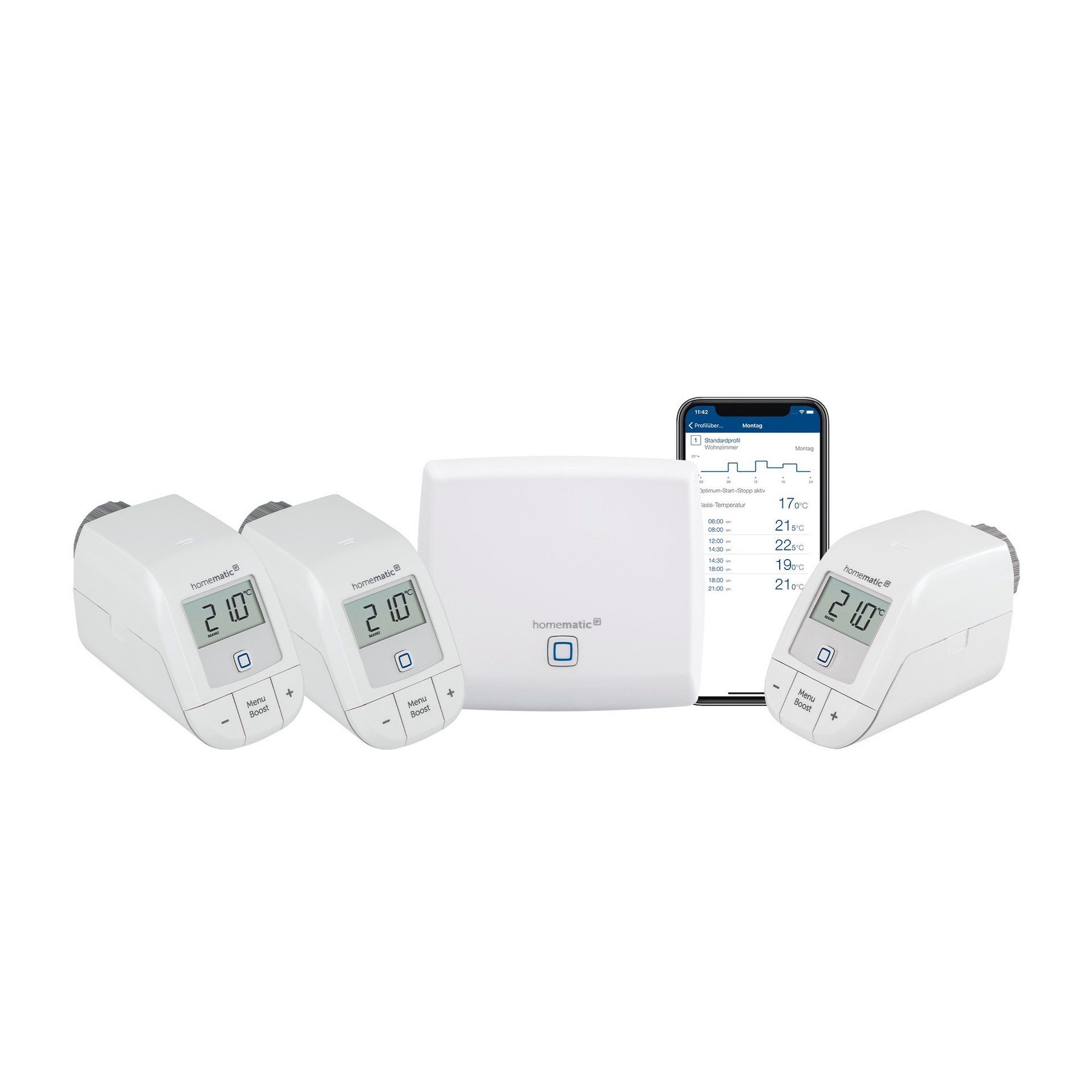 Homematic IP Heizkörperthermostat Bundle Starter Set Heizen + 1x HKT basic, Access Point + 3 x Homematic IP Heizkörperthermostat - basic