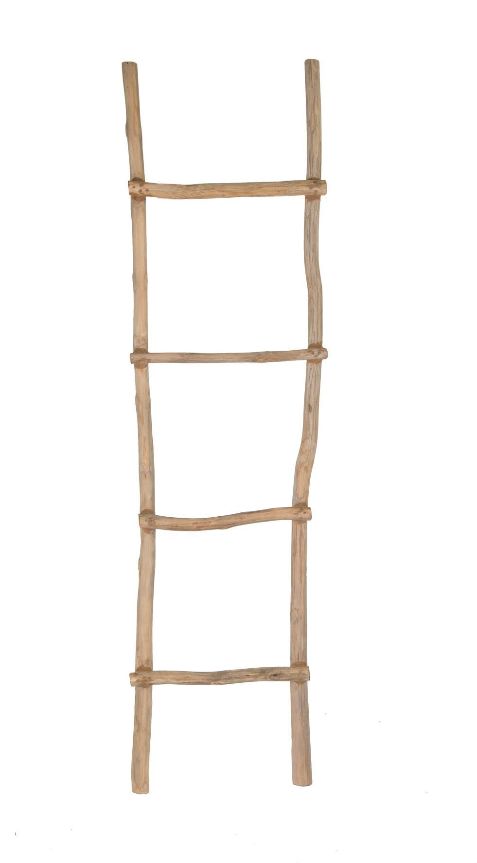 Spetebo Dekoleiter Teak Holz Dekoleiter natur - 150 cm x 40 cm (Packung, 1 tlg), dekorative Holzleiter Deko Garderobe im Landhaus Design