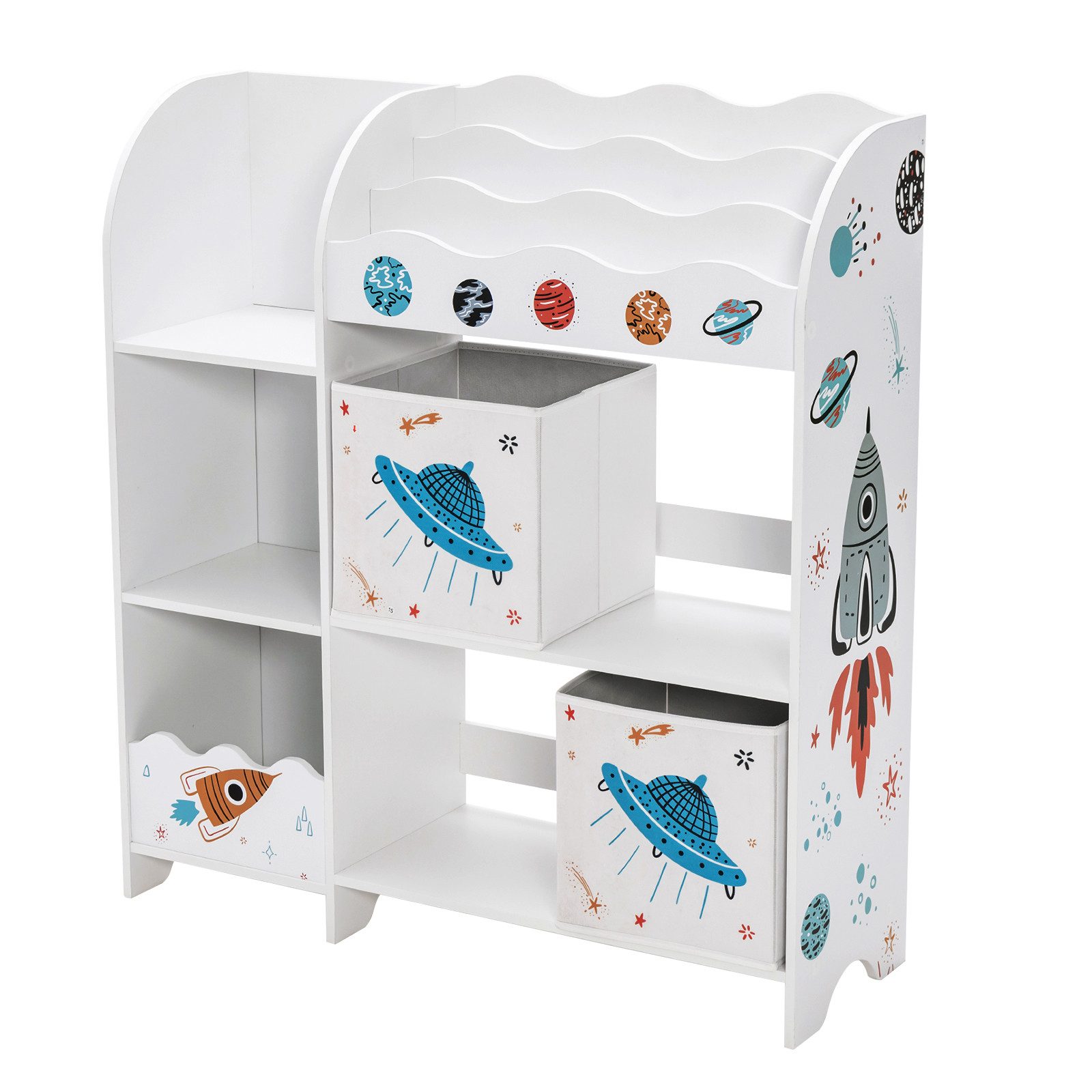 COSTWAY Bücherregal, Kinder, Spielzeugregal mit 5 Fächern, 2 Boxen & Regale günstig online kaufen