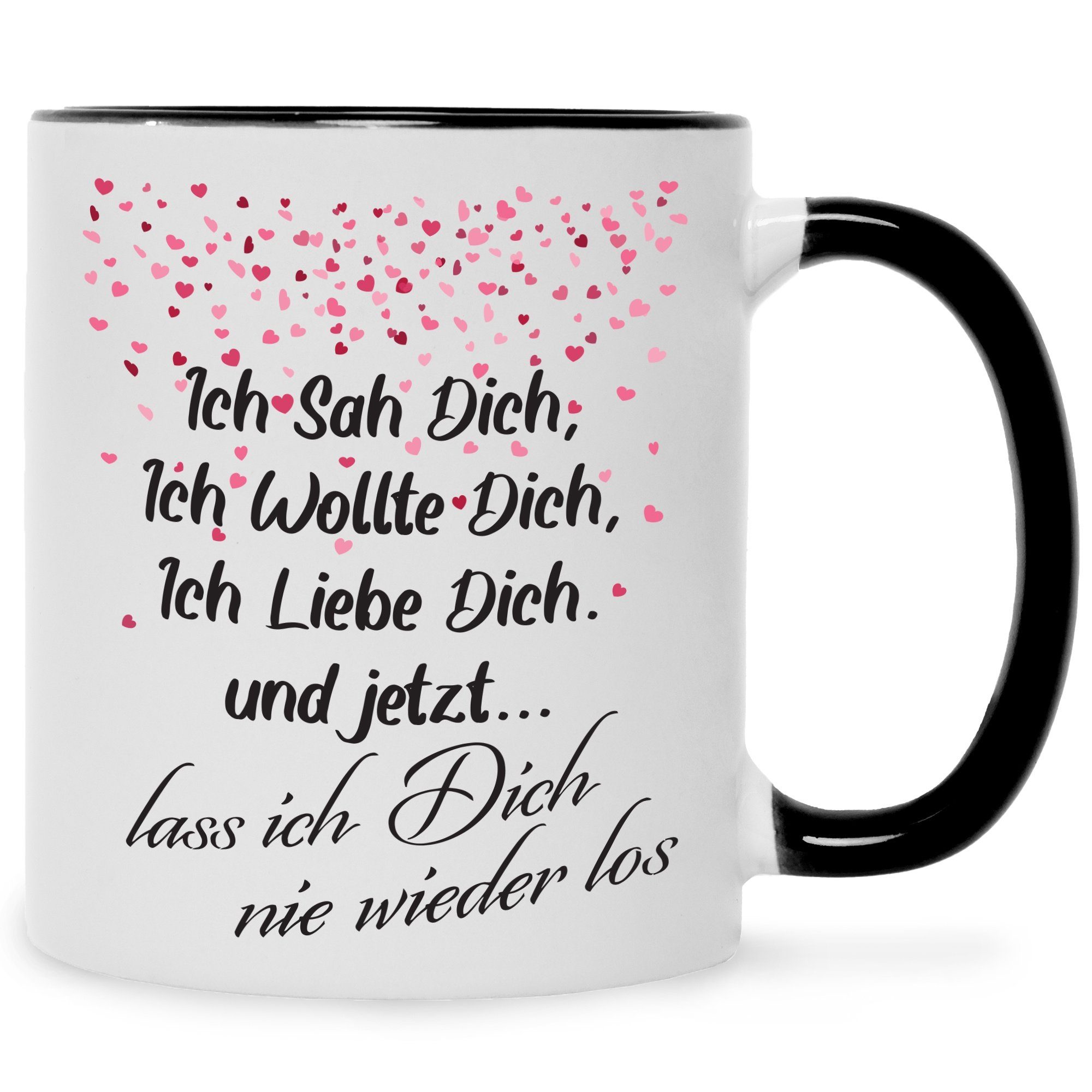 GRAVURZEILE Tasse Bedruckte Tasse mit Spruch - Ich sah dich - Geschenkidee zum Valentinstag - Geschenk für Frauen Männer - Geschenk für Sie & Ihn - Kaffeetasse Kaffeebesser Teetasse Schwarz Weiß
