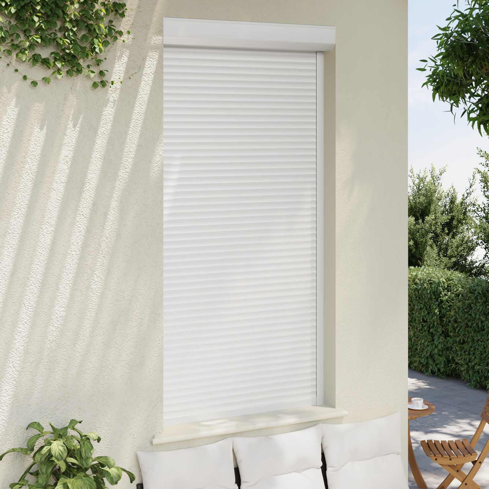 vidaXL Fensterladen Rollladen Weiß 110 x 220 cm Aluminium und Polyurethan, BxH: 14x220 cm, (1-St)