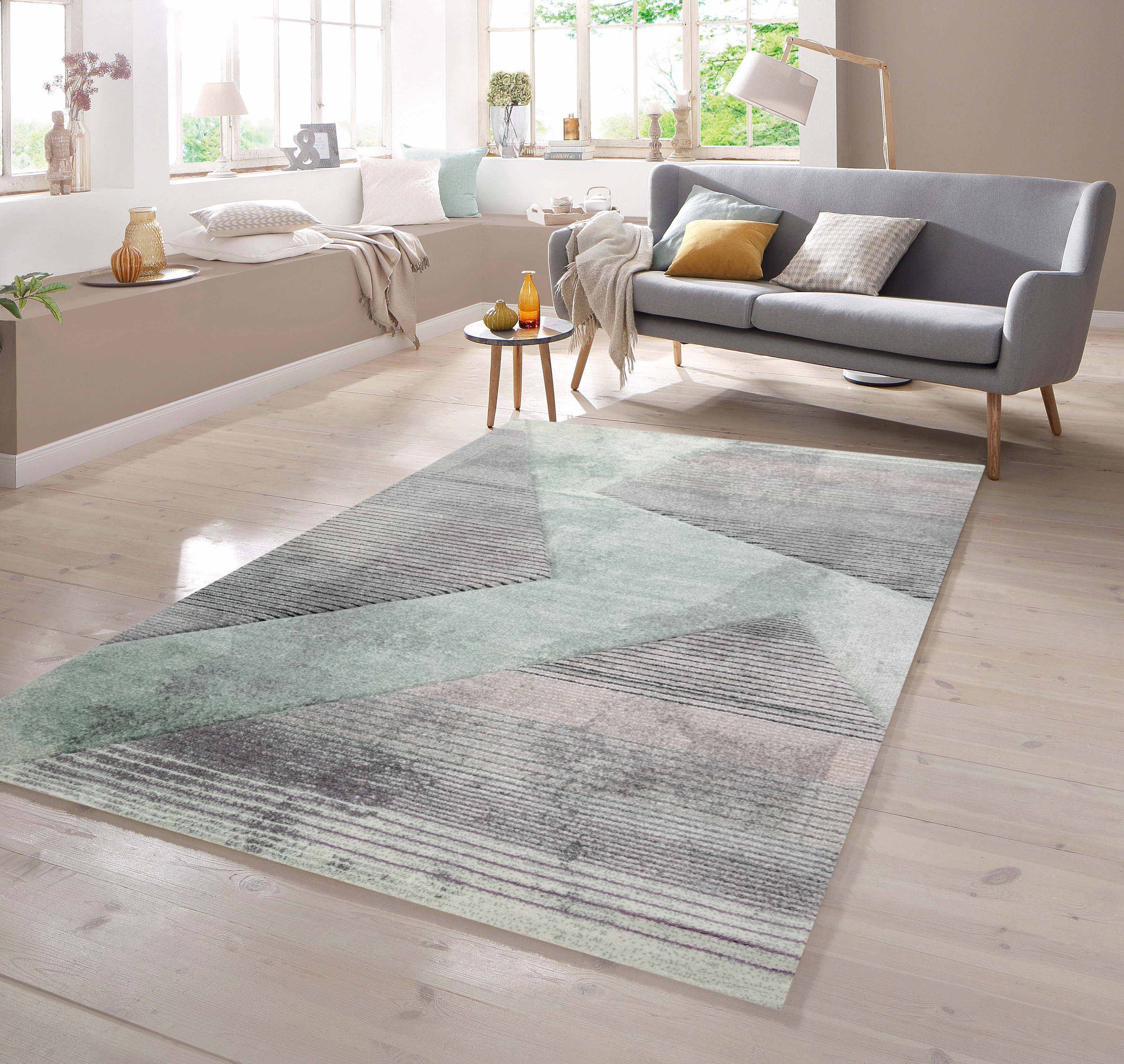 TeppichHome24 Teppich Teppich Muster gestreift grau günstig online kaufen