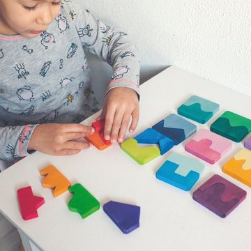 GRIMM´S Spiel und Holz Design Spielbausteine Puzzlespiel: Konkav sucht Konvex 24 Teile Holzspielzeug Spielbausteine