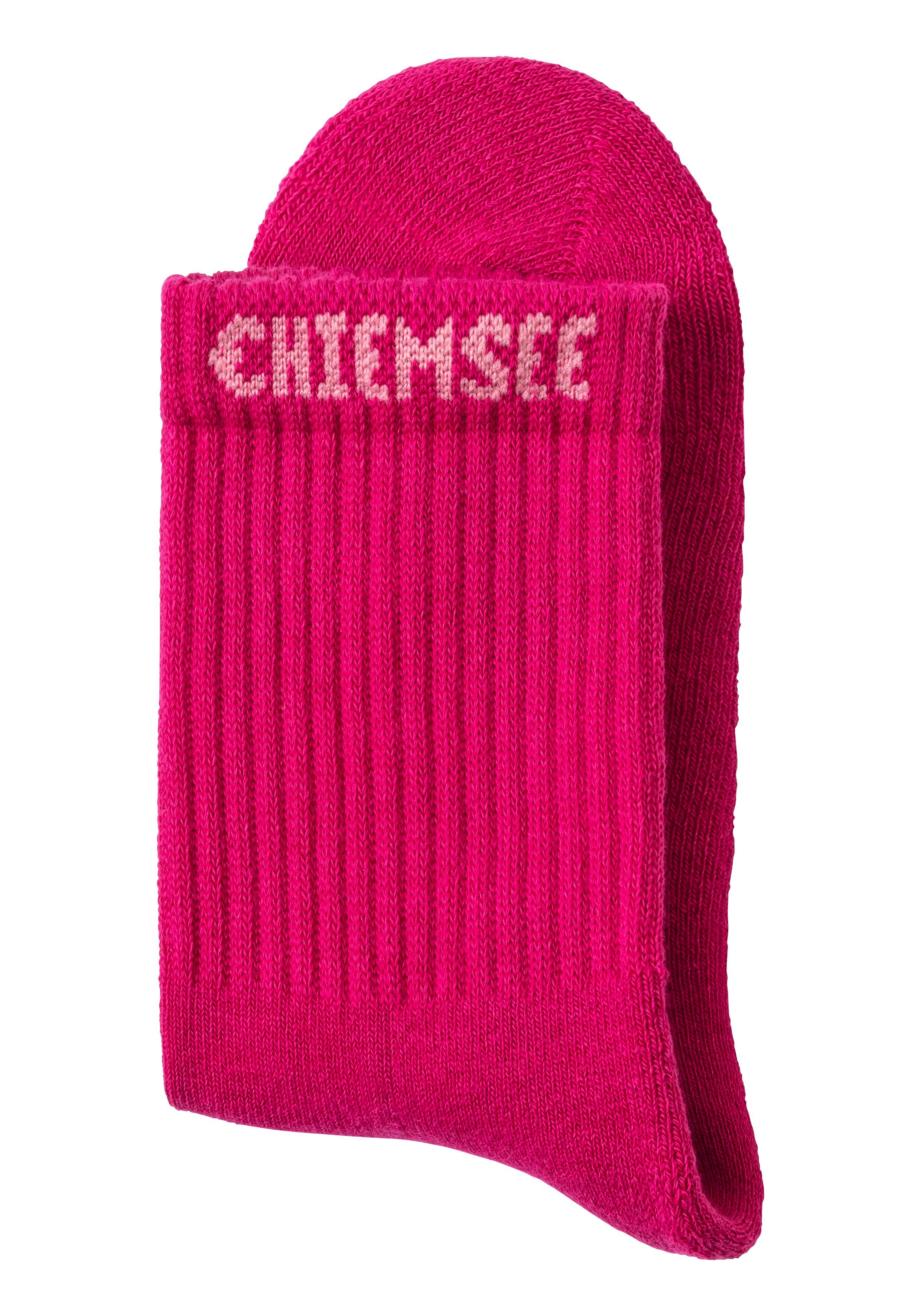 eingestricktem Markennamen Tennissocken 6-Paar) Chiemsee pink limone, weiß, blau, mit schwarz, (Set, türkis,