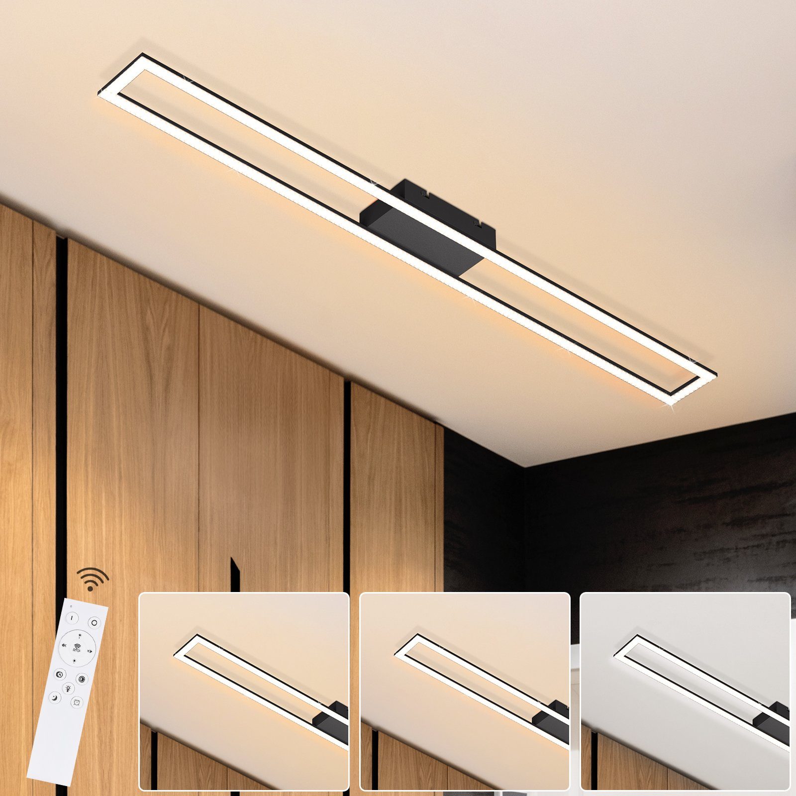 ZMH LED Deckenleuchte Whonzimmer 108cm Kristall Rechteckig Modern Dimmbar D günstig online kaufen
