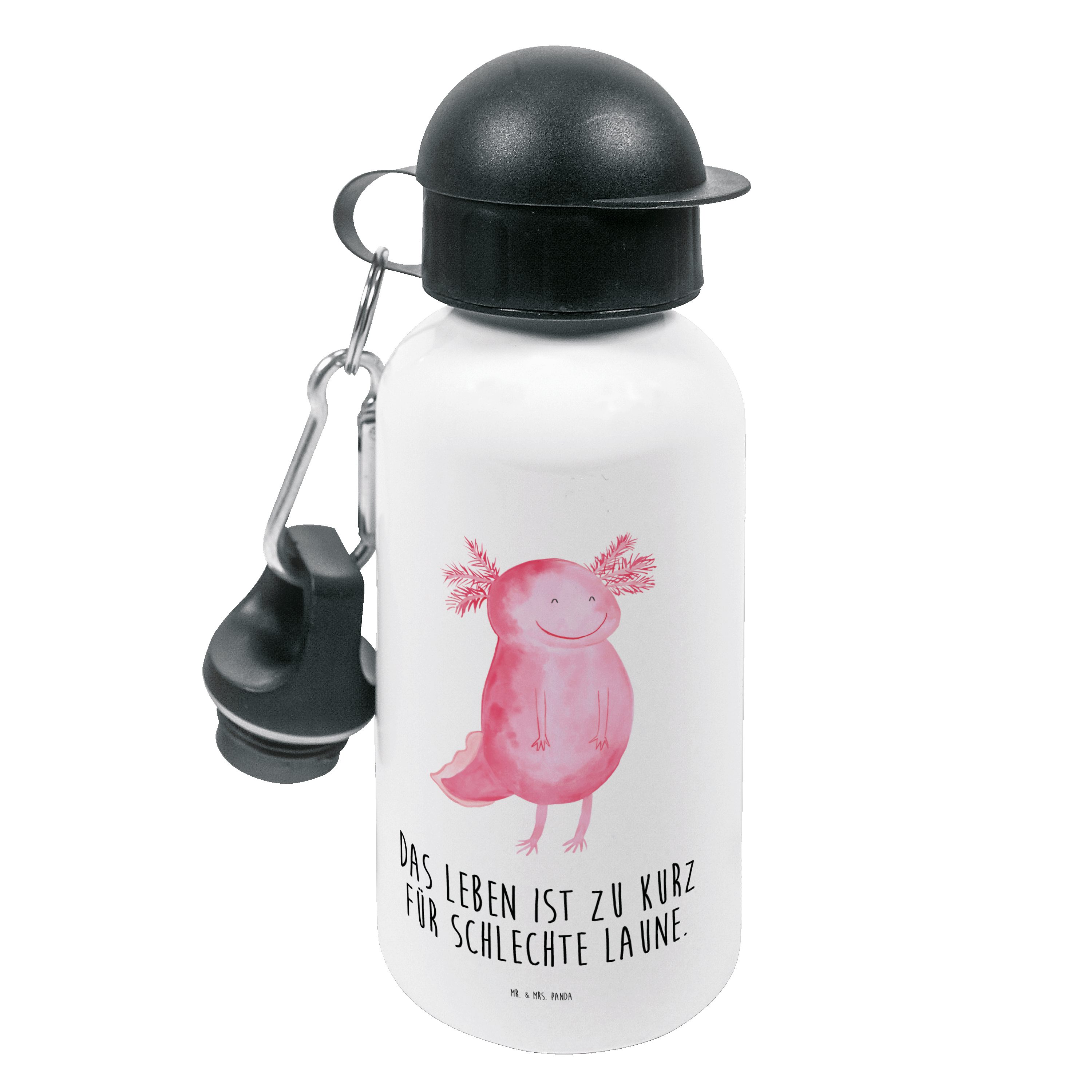 Mr. & Mrs. Panda Trinkflasche Axolotl glücklich - Weiß - Geschenk, Trinkflasche, Lurch, Motivation
