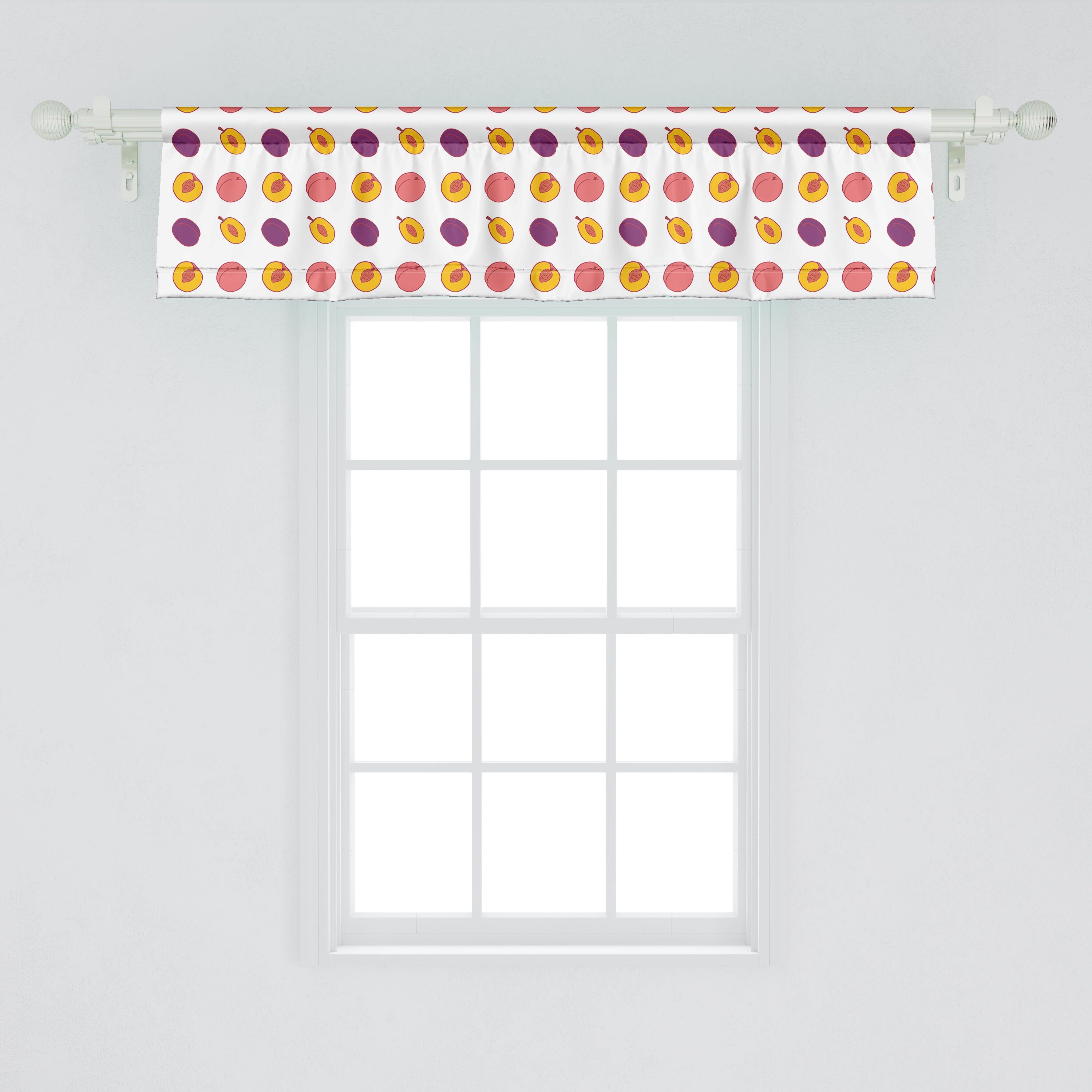 Scheibengardine Vorhang Volant für Küche Pfirsich Dekor Obst Microfaser, Schlafzimmer von mit Vegan Stangentasche, Bio-Motive Abakuhaus