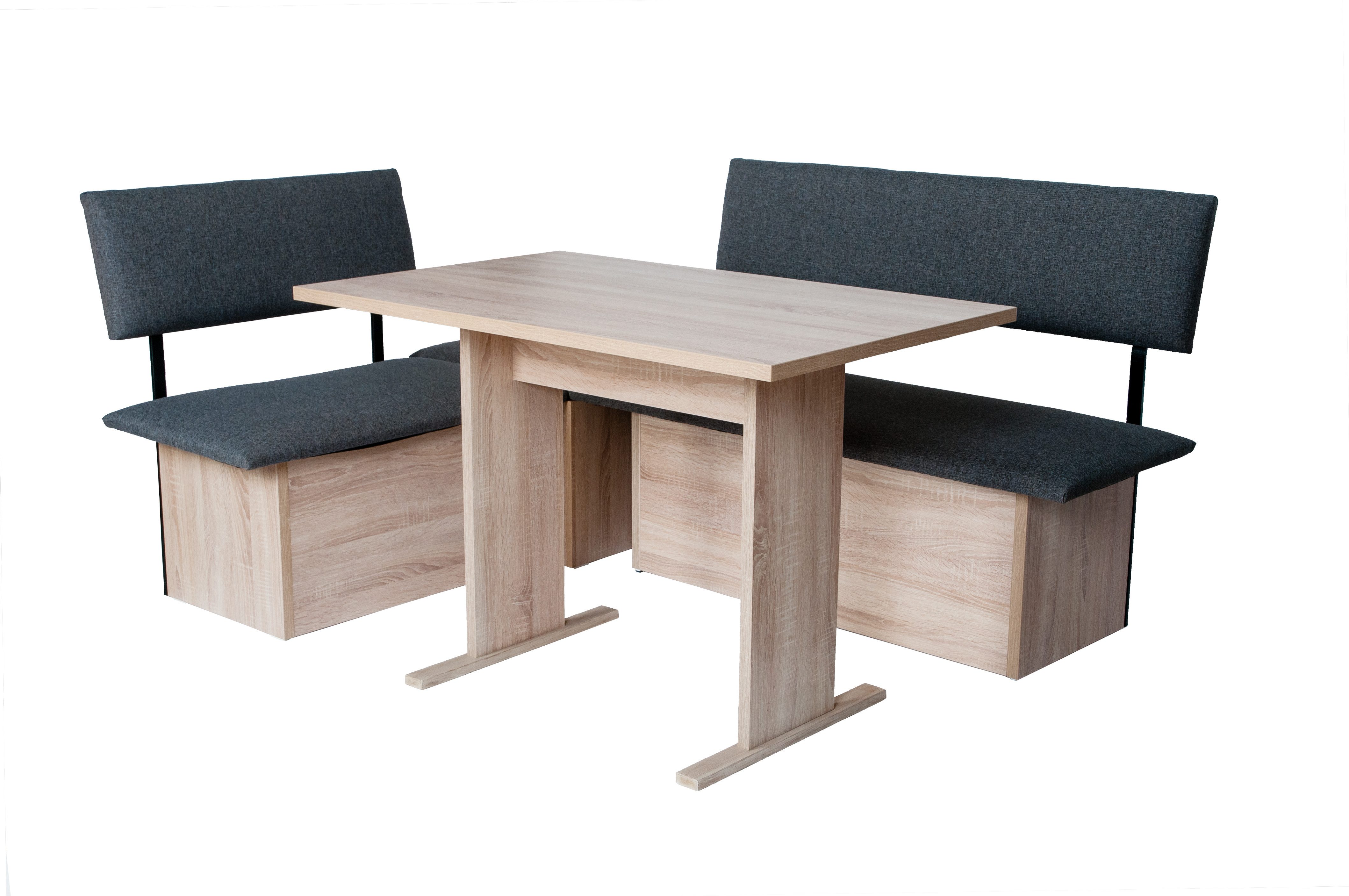 kundler home Eckbankgruppe Sitzbank mit Truhe, Eckbank, L182R142cm tauschbar, Tisch Set 4-tlg., bestehend aus 2 Sitzbänken mit Truhe, 1 Eckteil mit Truhe, 1 Esstisch