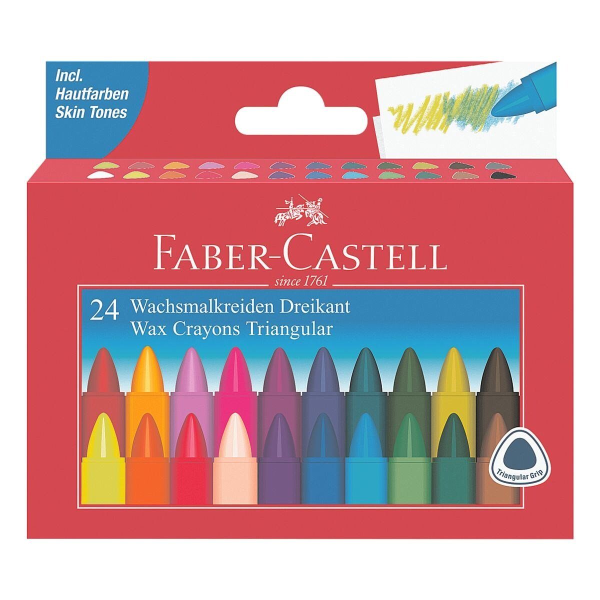 Faber-Castell Wachsmalstift, (24-tlg), mit Wasser vermalbar