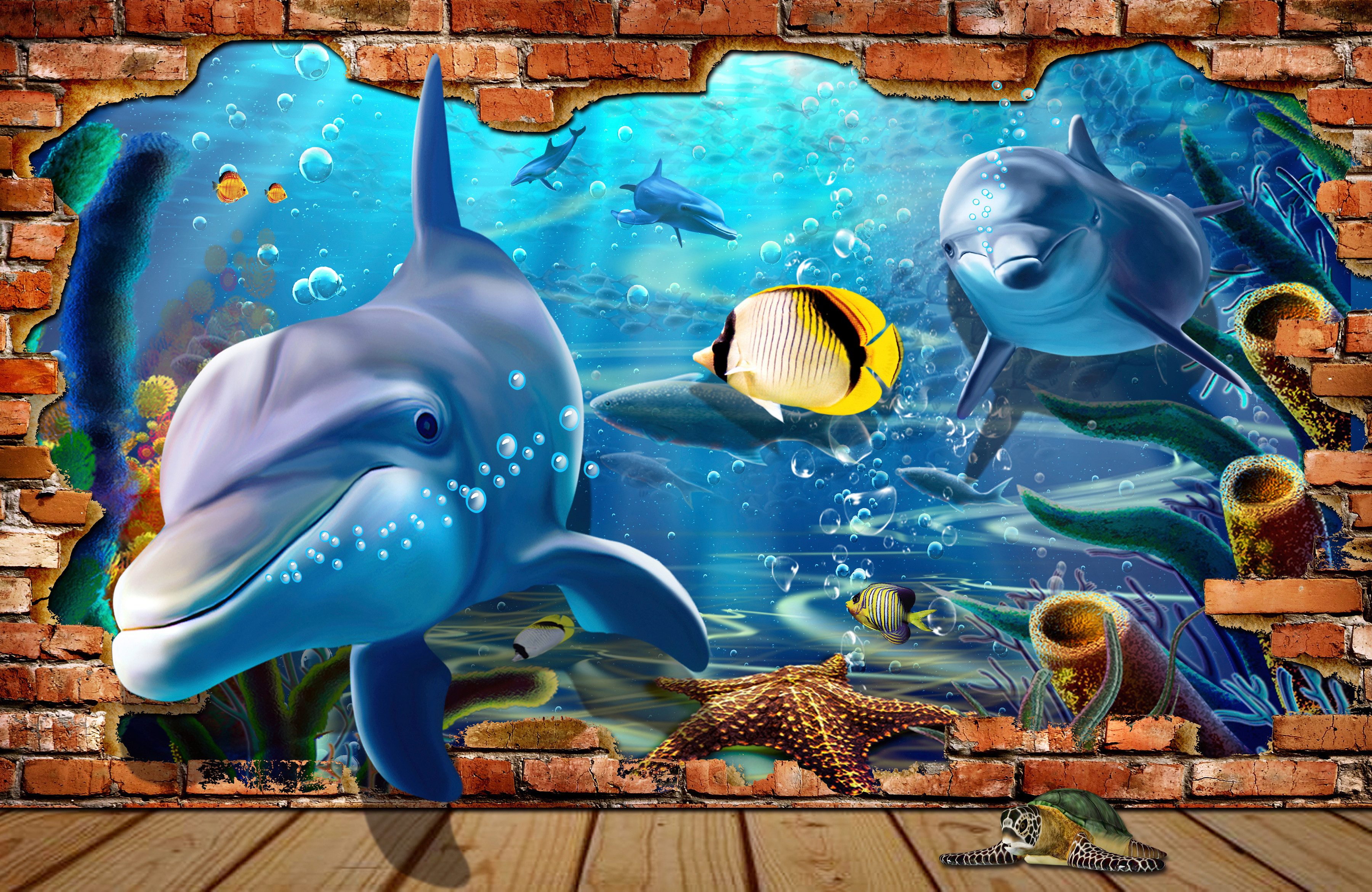 Fototapete 3D DESIGN Delfine im Meer