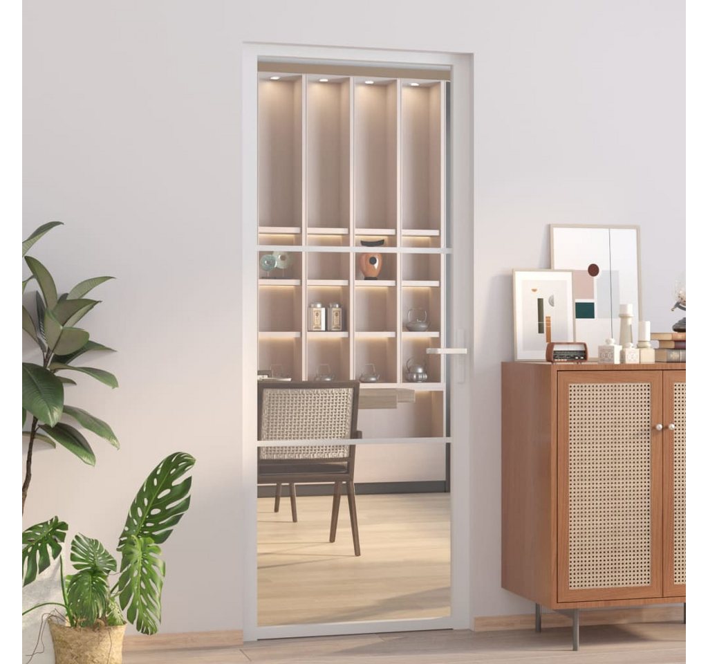Thumbnail - vidaXL Zimmertür Innentür 83x201,5 cm Weiß ESG-Glas und Aluminium Zimmertür Glastür