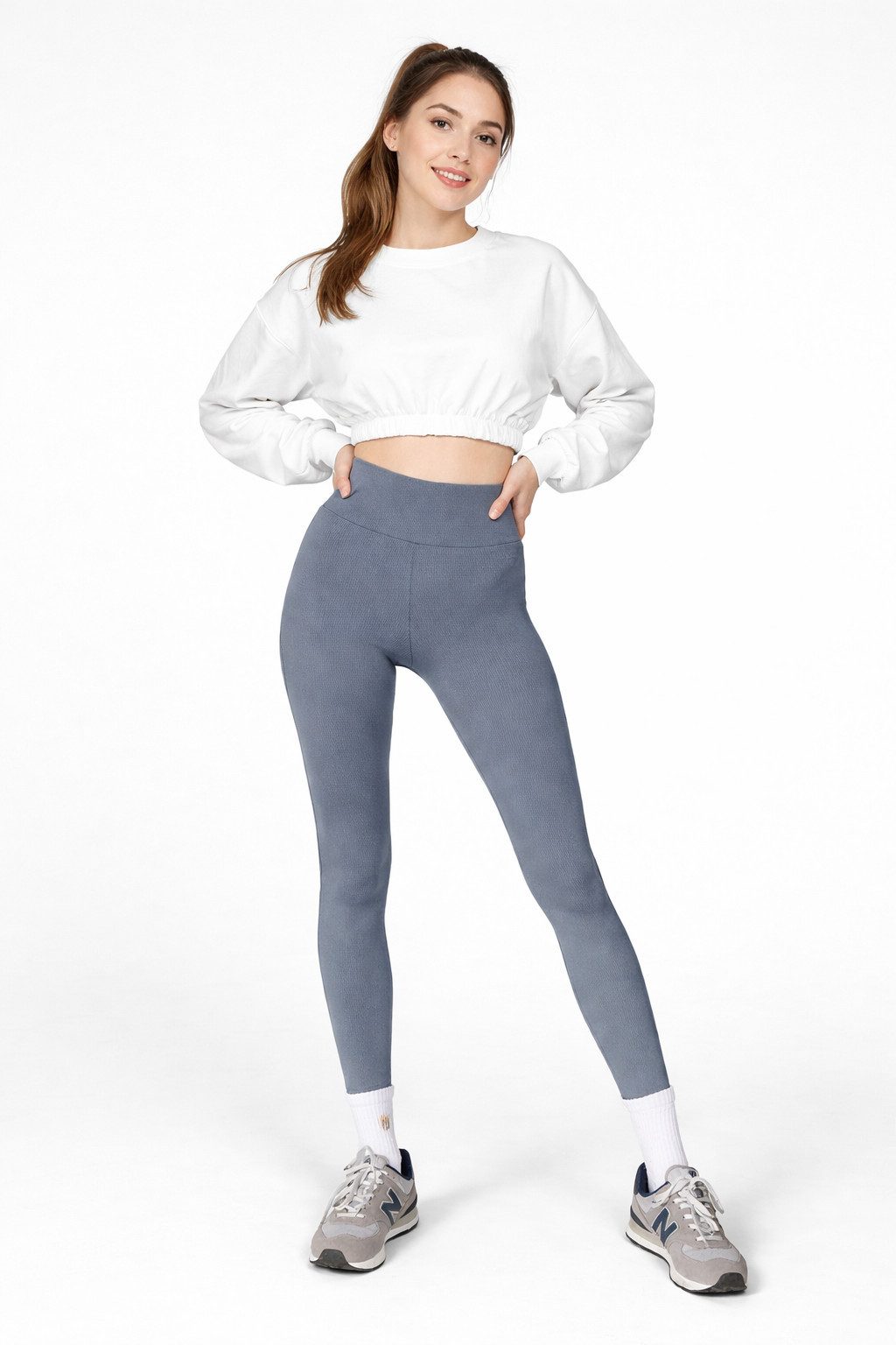 fashionshowcase Leggings Gerippt mit Fleecefutter High Waist – figurbetont, elastisch & wärmend körperbetonte Passform, wärmendes Innenfutter