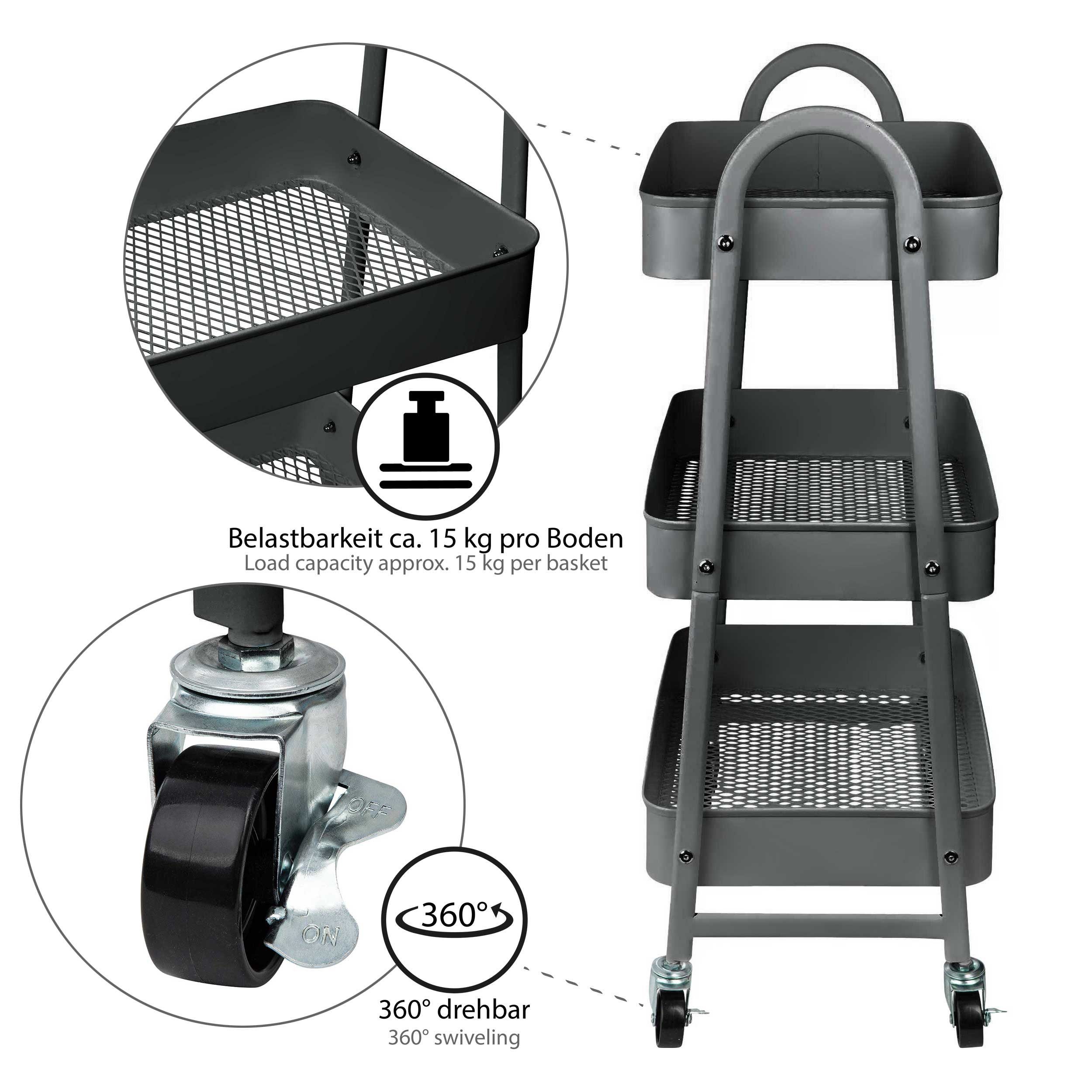 ONVAYA Beistellwagen Servierwagen, Beistellwagen, 3 Fächer, Multifunktionsw günstig online kaufen