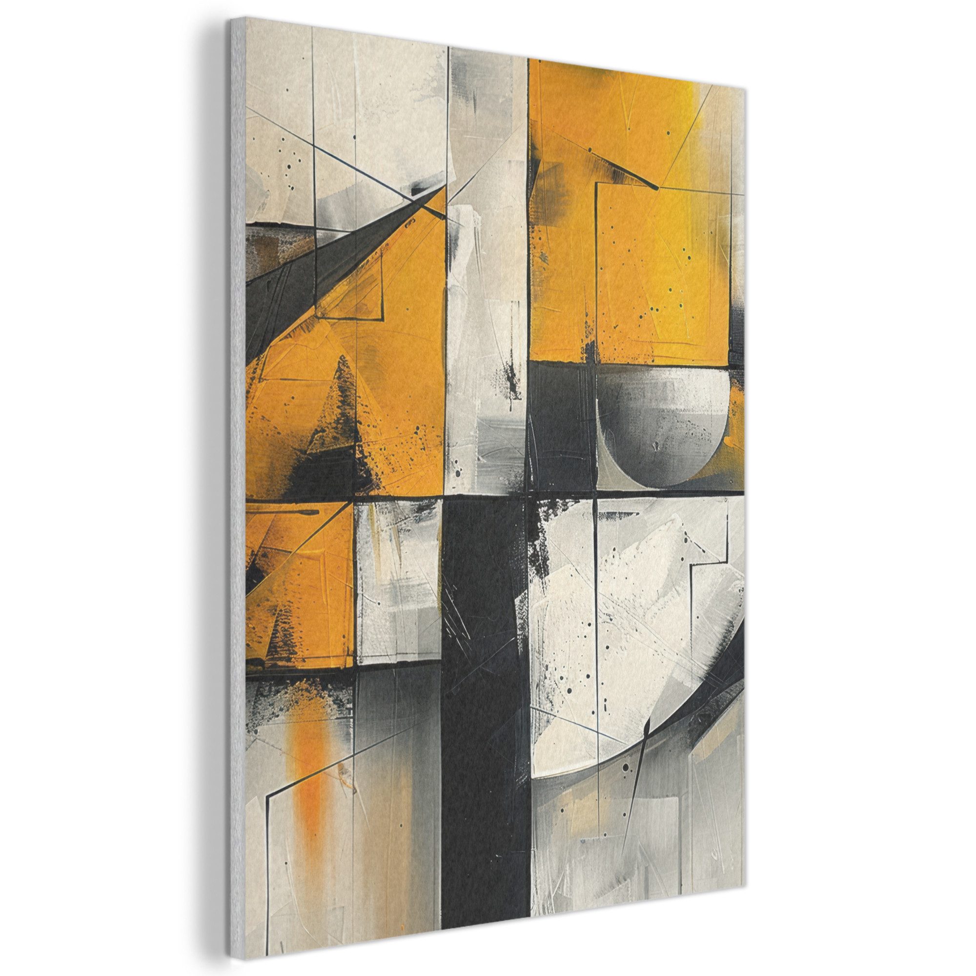 MuchoWow Gemälde Gelb - Abstrakt - Modern - Formen, Fotodruck (1 St), Akustikpaneele, Wandpaneele, Schalldämmung, Akustikbilder 30x40 cm