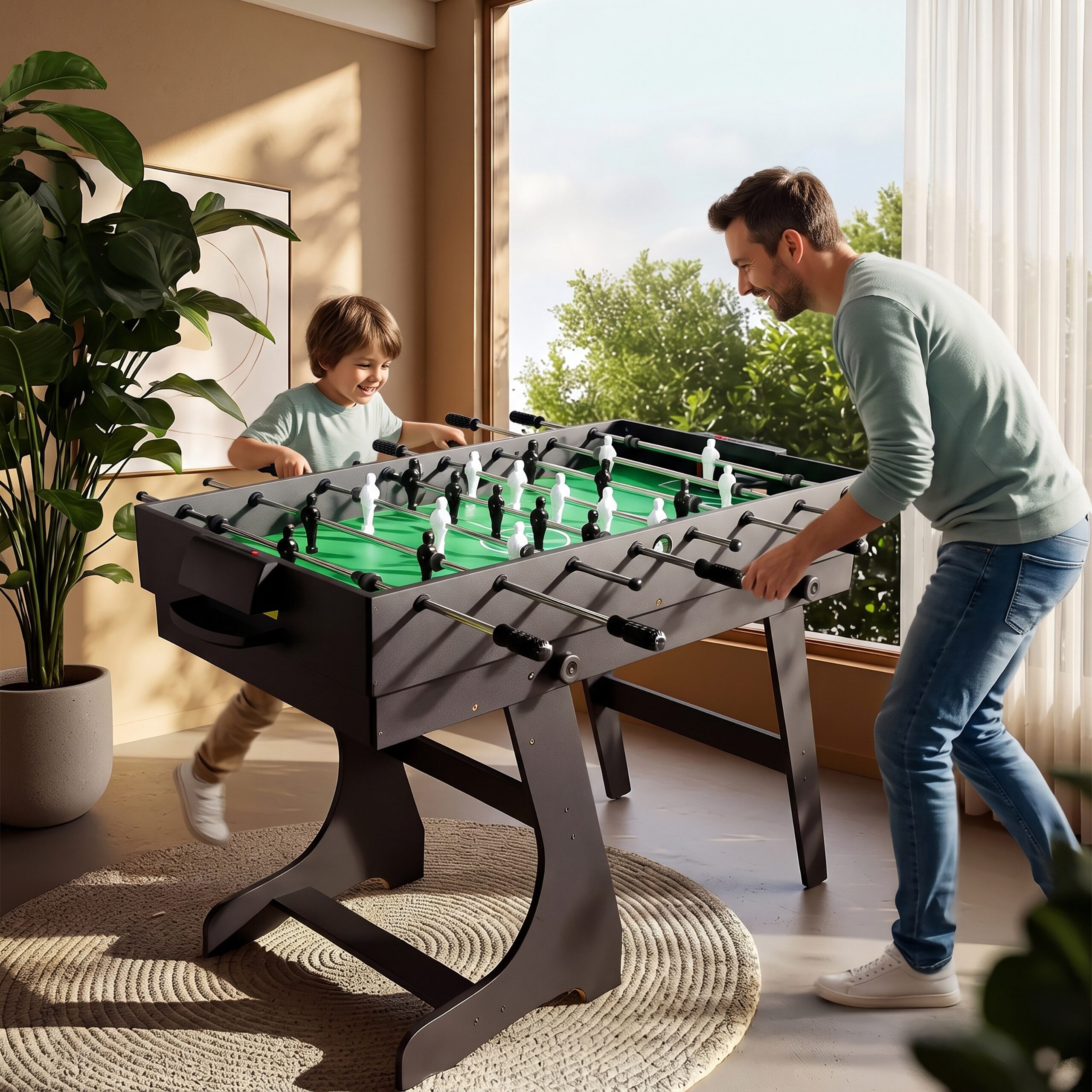 relaxdays Multifunktionstisch Klappbarer Spieltisch 4 in 1 Zubehör, schwarz