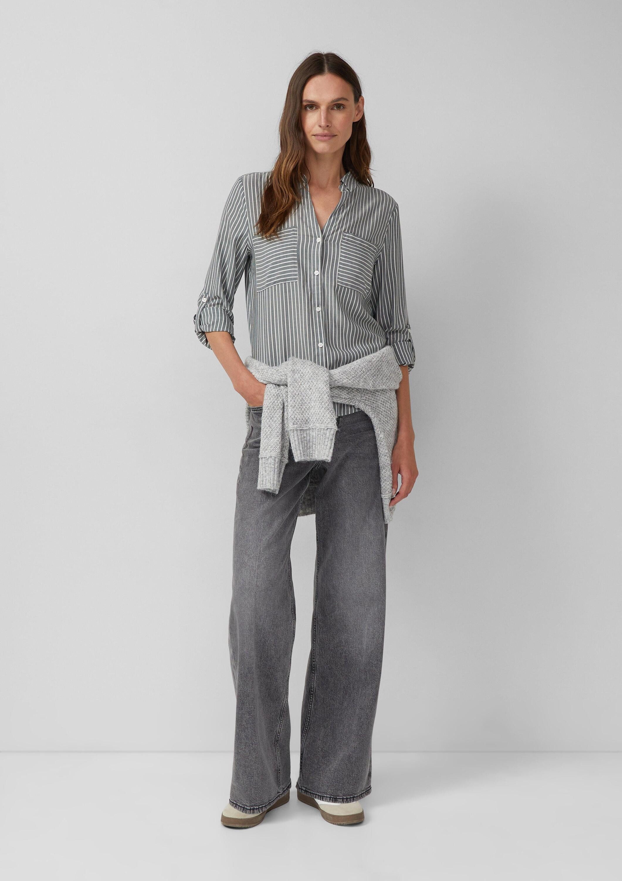 s.Oliver Langarmbluse Bluse Streifenbluse mit aufgesetzten Taschen im Regular-Fit