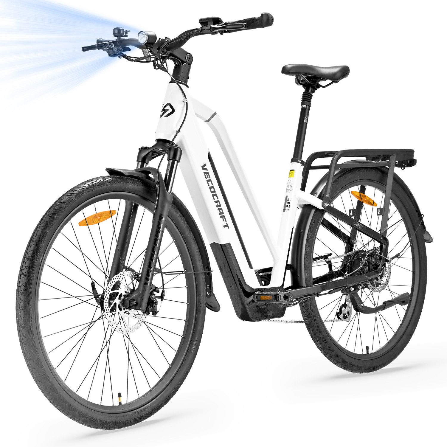 VECOCRAFT E-Bike Cityrad Cityrad Trekkingrad GAEA Elektrofahrrad 36V13Ah Akku bis 100km Pedelec, 8 Gang, Heckmotor, 468 Wh, (E-Cityrad), Mountainbike,Doppelscheibenbremse, für Damen u. Herren