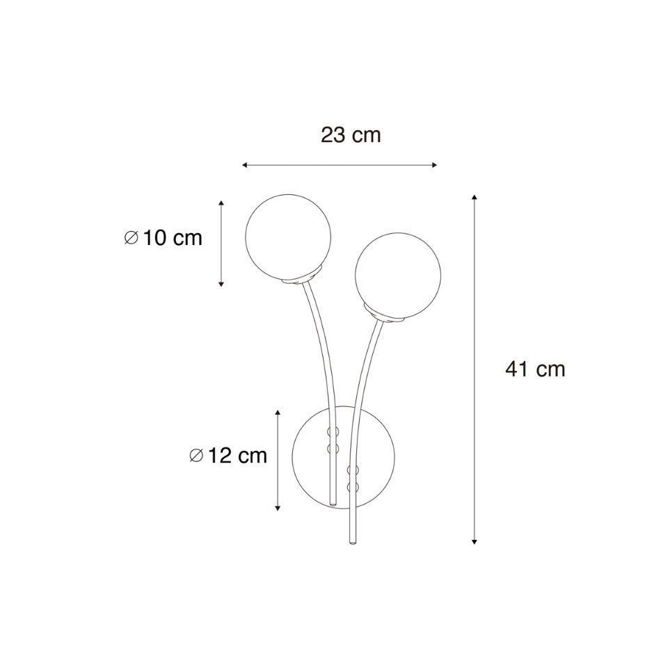 Qazqa Wandleuchte Athens, ohne Leuchtmittel, G9, Schwarz, Landhaus, Glas, 2-flammig