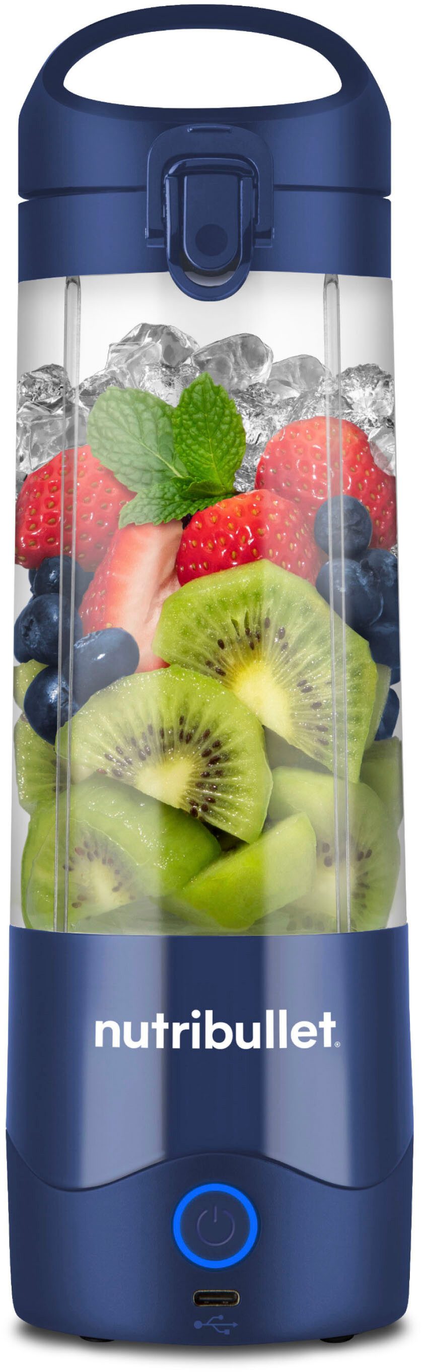 nutribullet Smoothie-Maker Portable NBP003NBL - Mixer to go, wiederaufladbar, 475ml,Blau, Kabellos mixen, Akku für 15+ Mixvorgänge, auch Eis + gefrorene Früchte