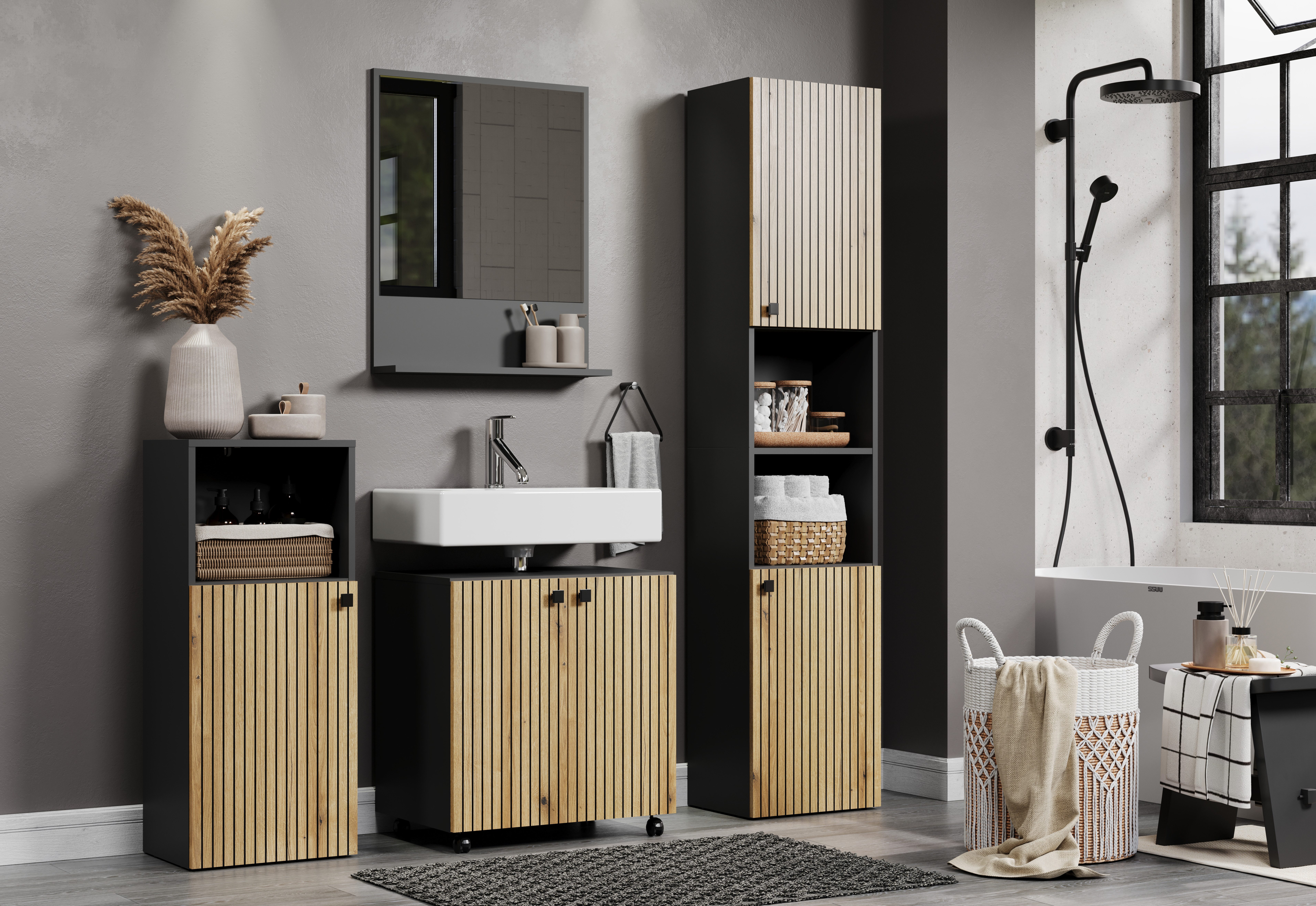 welltime Waschbeckenunterschrank Amrum (1-St) BxHxT 80 x 64 x 42cm Waschbec günstig online kaufen