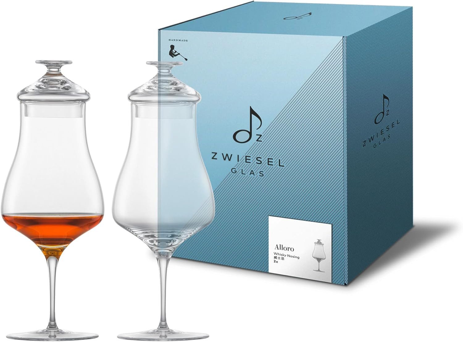 Dekomiro Whiskyglas Alloro Whisky Nosing mit Deckel 2er Set, Kristallglas