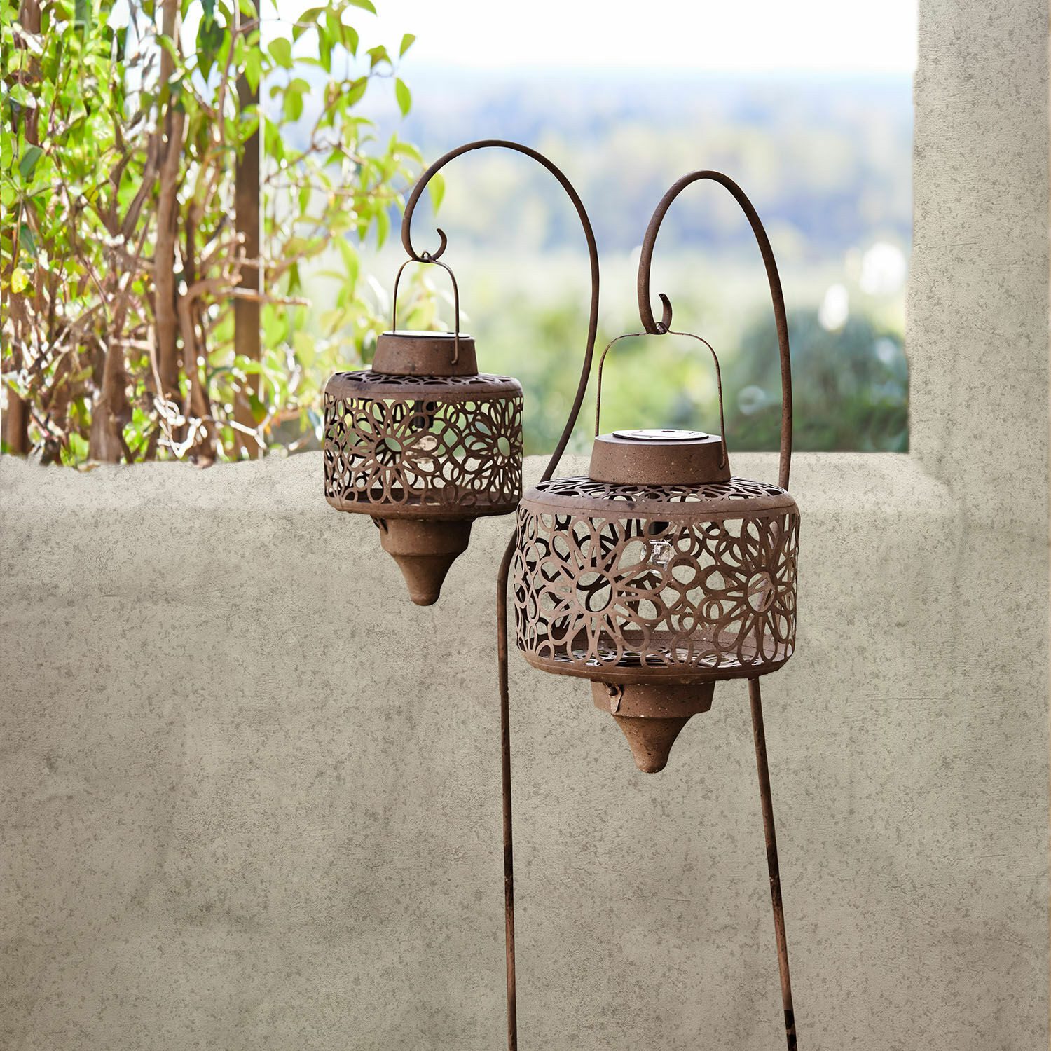 Mirabeau LED Laterne Solar-Laterne 2er Set Robelline antikbraun