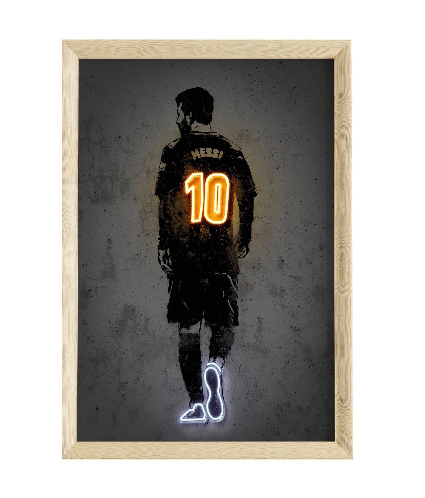 JUSTGOODMOOD Poster Premium ® Lionel Messi Poster · Neon Effekt Trikot Nr 10 · ohne Rahmen