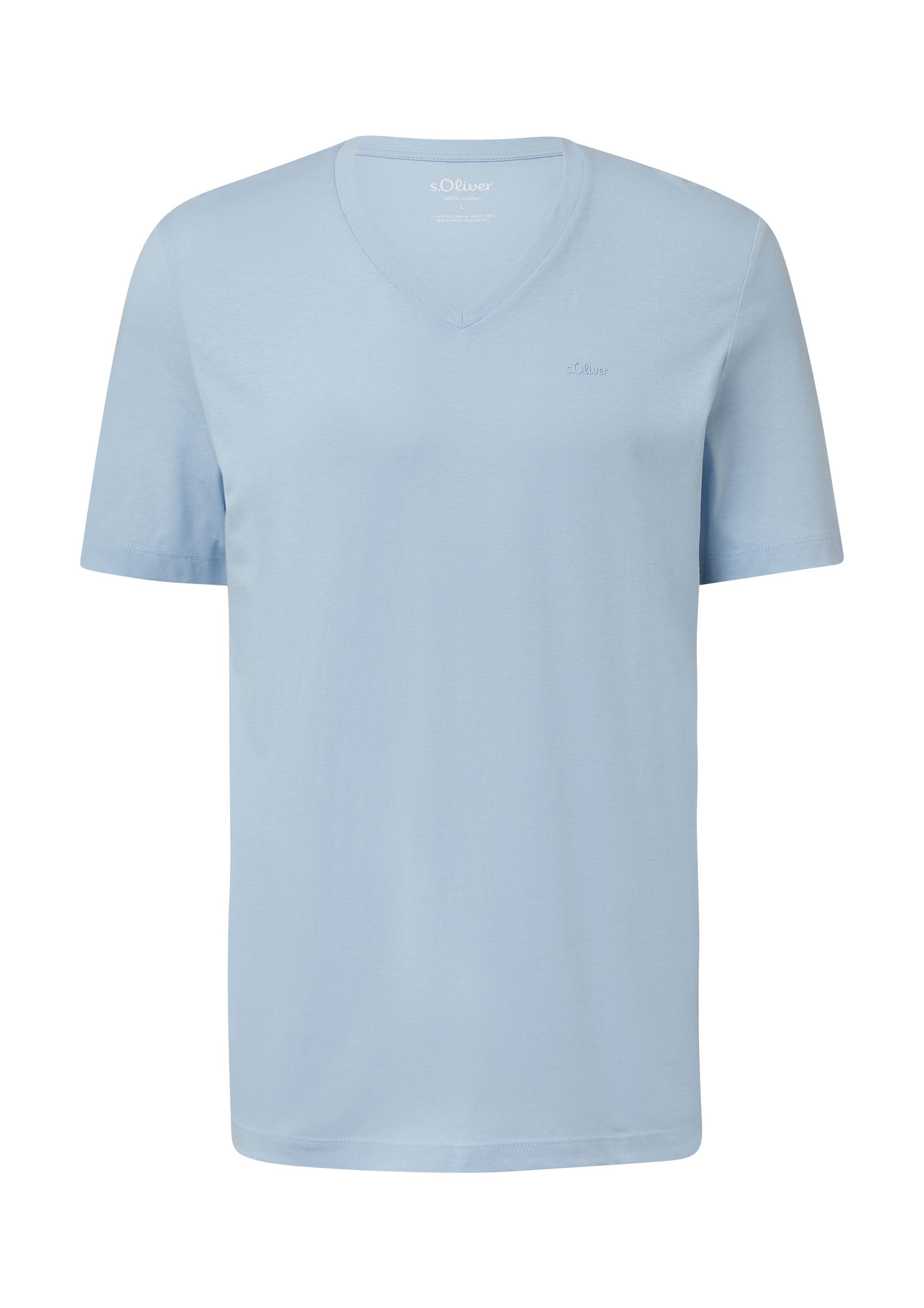s.Oliver Kurzarmshirt T-Shirt Baumwoll-T-Shirt mit V-Ausschnitt günstig online kaufen